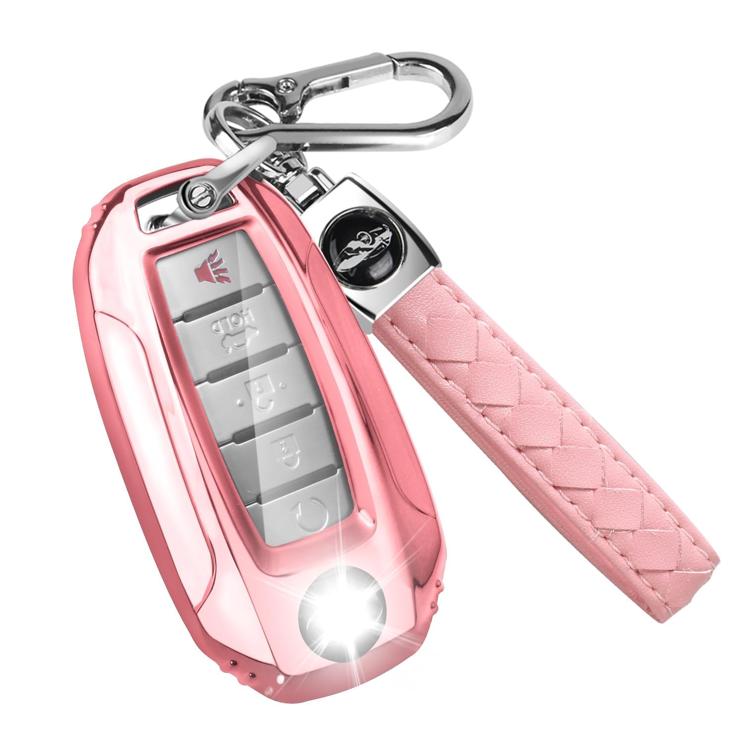 MILD EAST for Infiniti Key Fob Cover with Keychain, Car Key Case Protector for Q50 Q60 QX60 QX50 QX55 2019-2024 (Pink)