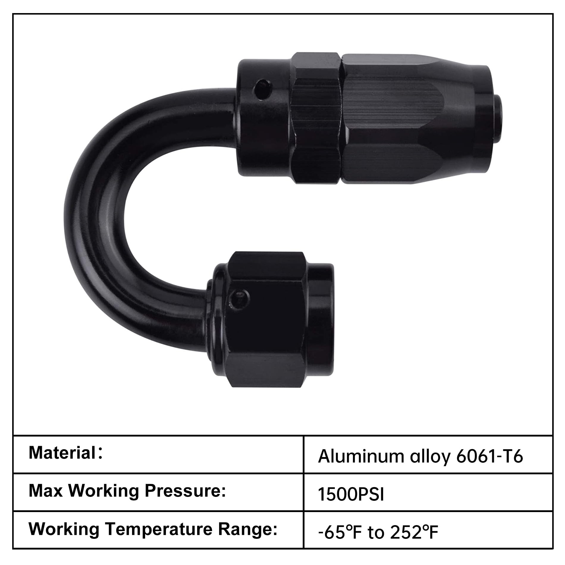 Evil Energy 12An Hose End Fitting 180 Degree Swivel For Cpe Braided Hose Black