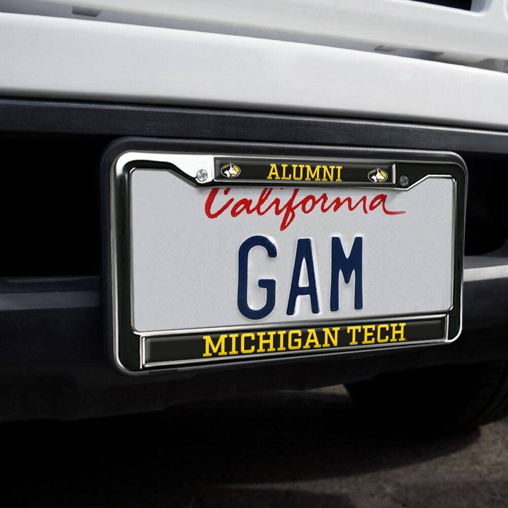 GRAPHICS & MORE Michigan Tech Alumni Full Size Metal License Plate Frame - Michigan Tech Huskies Color