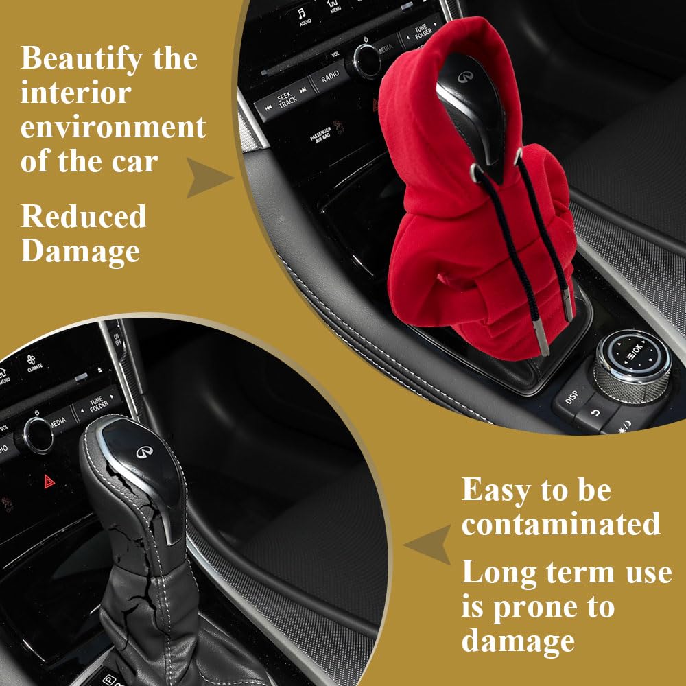 Kutyun Gear Shift Hoodie, Upgraded Universal Hoodie Car Gear Shift Cover, 6.7Inch Funny Shifter Hoodie, Car Interior Accessories
