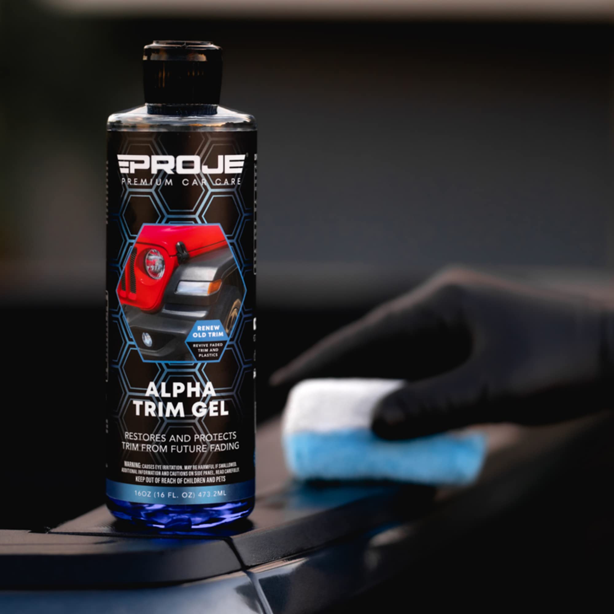 PROJE' Alpha Trim Gel - Plastic Restorer for Cars - Easy to Use - 16 Fl Oz - Long Lasting Shine - Auto Detailing Supplies