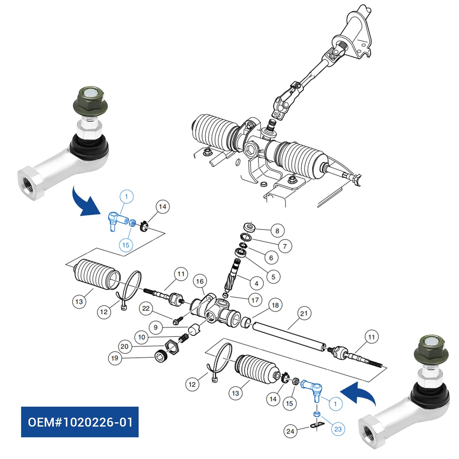 Drive-up Ball Joint Kit, Club Car Precedent Tie Rod End for Club Car Precedent 2004-Up and Club Car Tempo 2018-Up 2Pcs Right Han