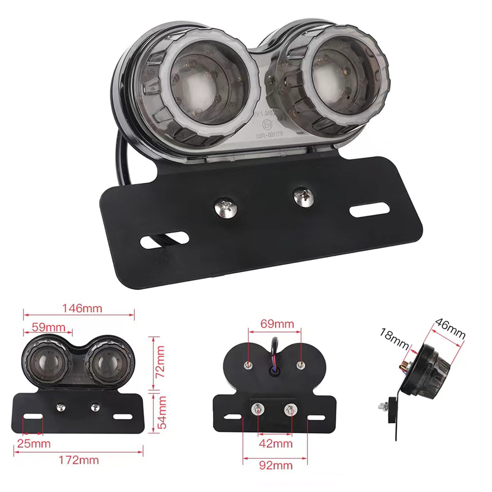 Perfectech 40W 40-Led Motorcycle Tail Light Integrated Driving&Brake Light Turn Signal Lamp With License Plate Bracket For Harle