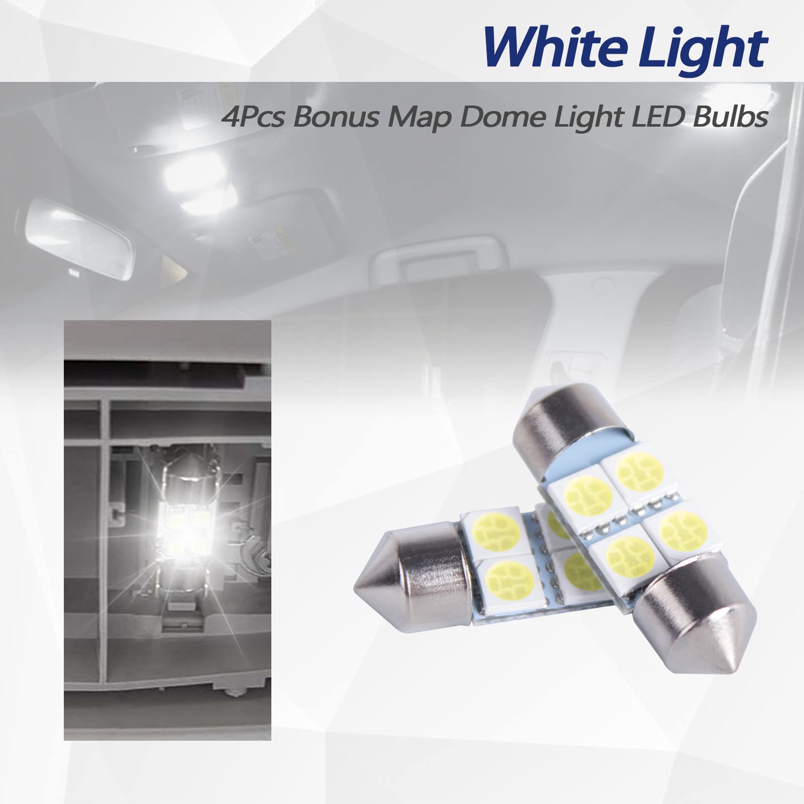 Xislet Dome Lamp Switch Kit with 4 Bulbs, Metal, Model XZDL001, Compatible with Honda Tundra, Odyssey, Accord, Pilot, Acura, Dodge Ram