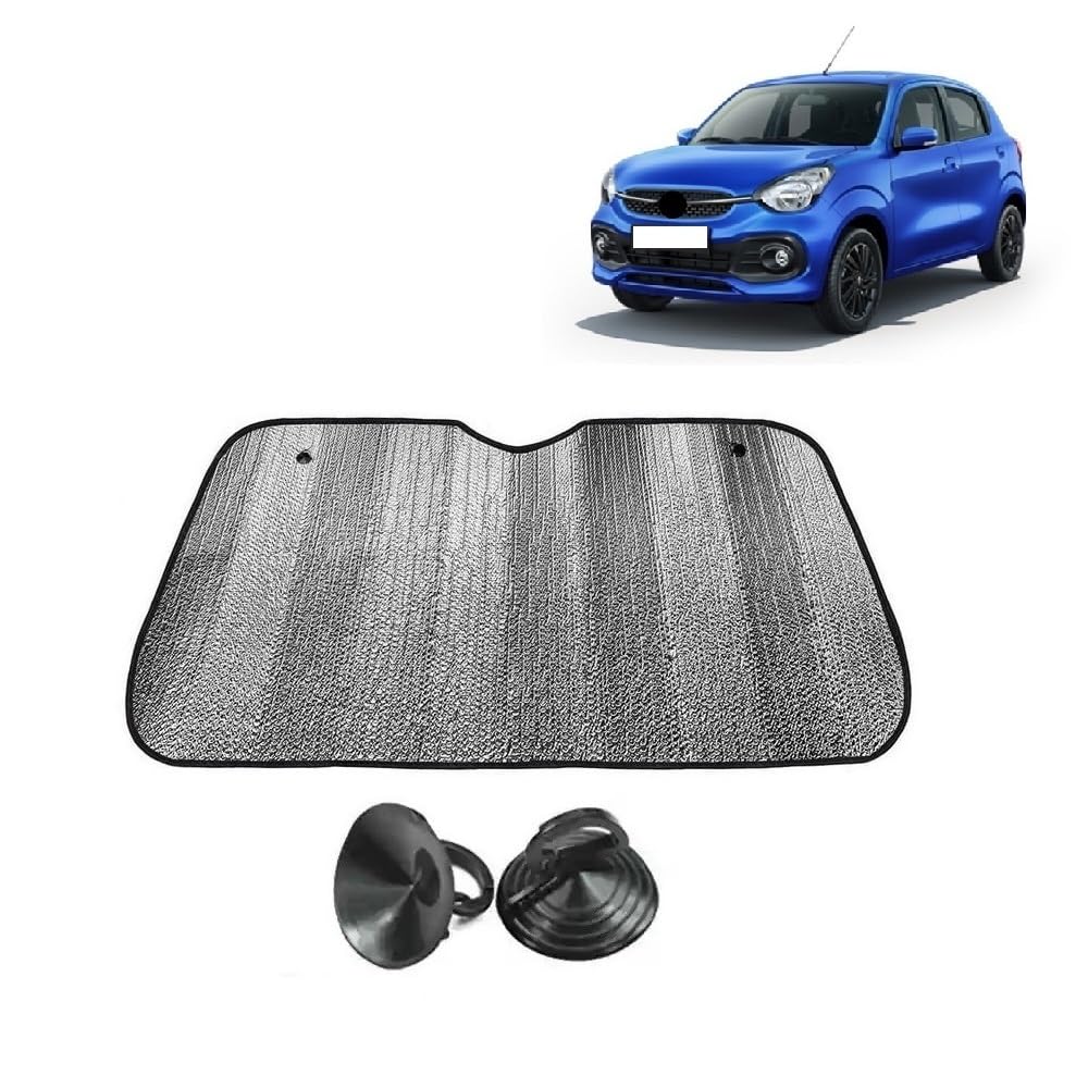 Car Windshield Sun Shade UV Rays Protector Silver Sunshade Solar Reflective suitable for Maruti Suzuki Celerio [2021 to 2024]