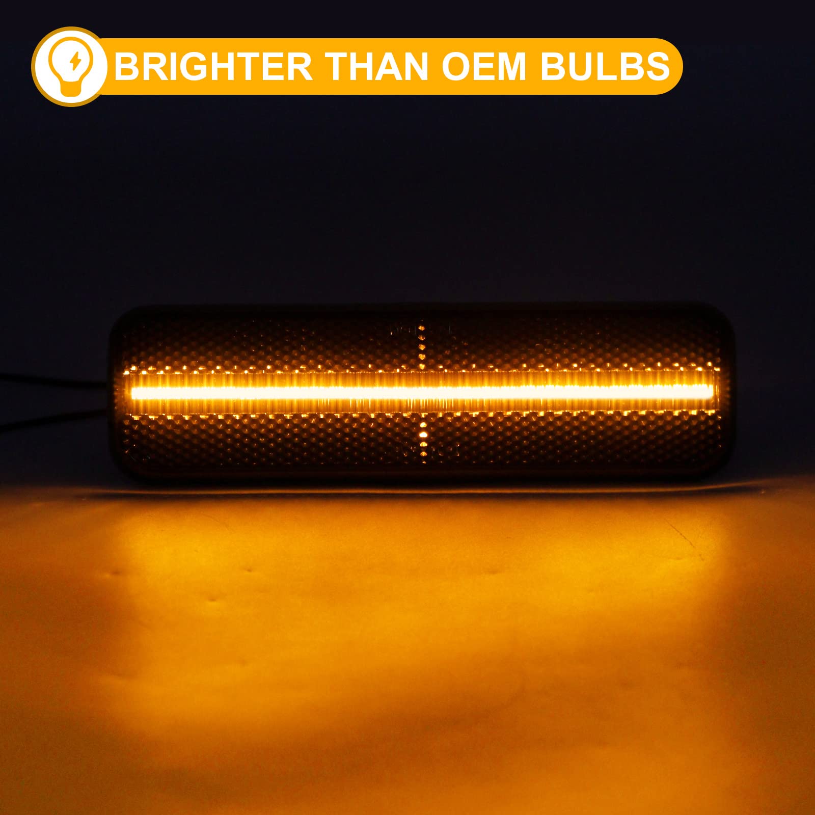 R&F Auto Smoked LED Side Marker Lights for Ram D150 D250 D350 W250 1972-1993, Plastic Fender Indicator Turn Signal Lamp
