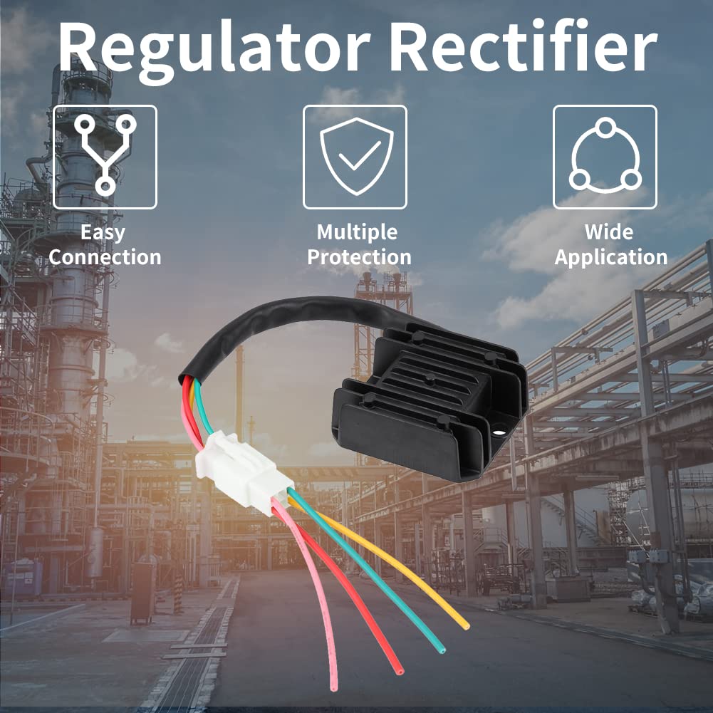 Keenso Universal Voltage Regulator Rectifier for Motorcycle & Boat Motors, Aluminum, Black, Normal Size