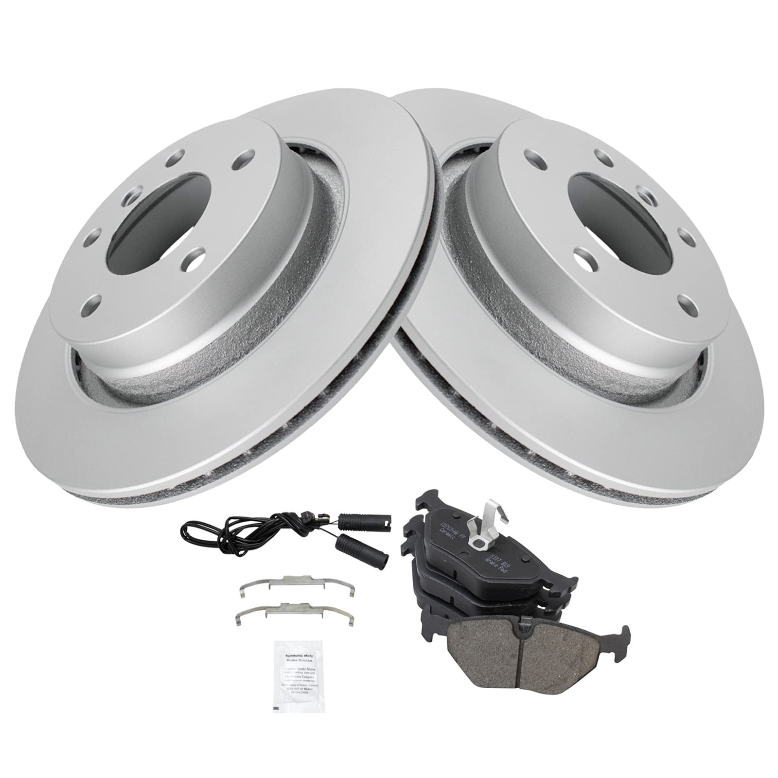 Trq Rear Brake Pad & Rotor Kit Brake Pads Brake Rotor Ceramic Premium G-Coated Compatible With 2000 Bmw 323Ci 323I 2001-2006 325