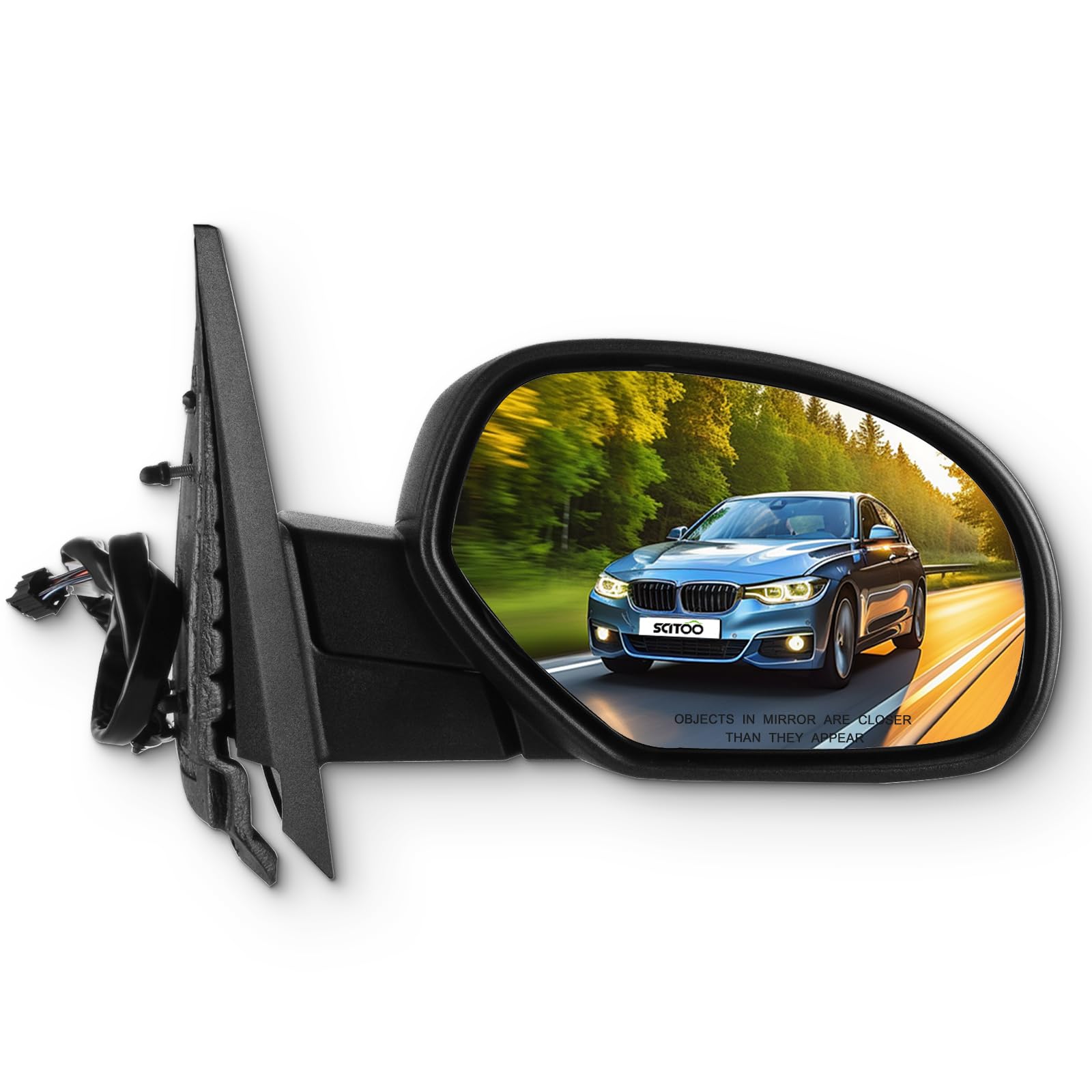 SCITOO Passenger Side Door Mirror Power Folding Power Heated Turn Signal Memory Black Rear View Mirrors for 2007 2008 2009 2010 