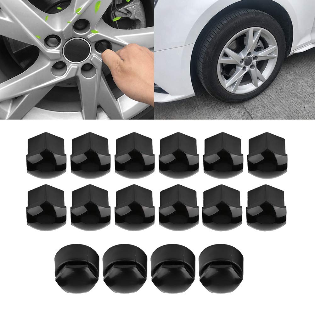 Senyar 17mm Lug Nut Covers - 20pcs Black Nylon Anti-Theft Wheel Caps