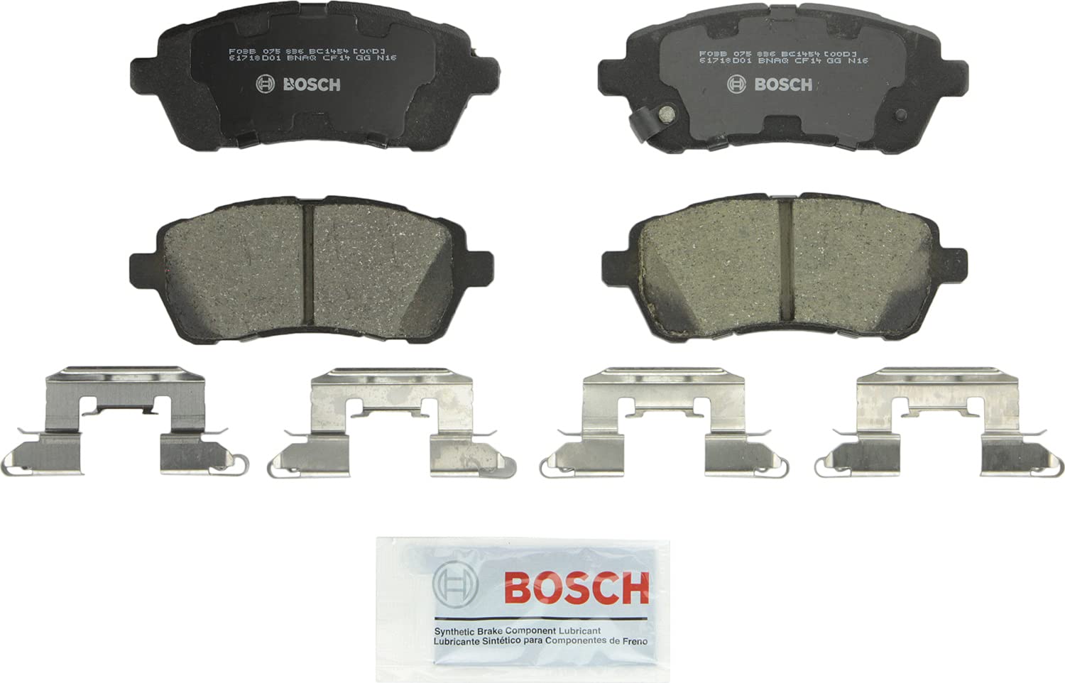 BOSCH BC1454A QuietCast Premium Ceramic Disc Brake Pad Set - Compatible with Select Mazda 2; FRONT
