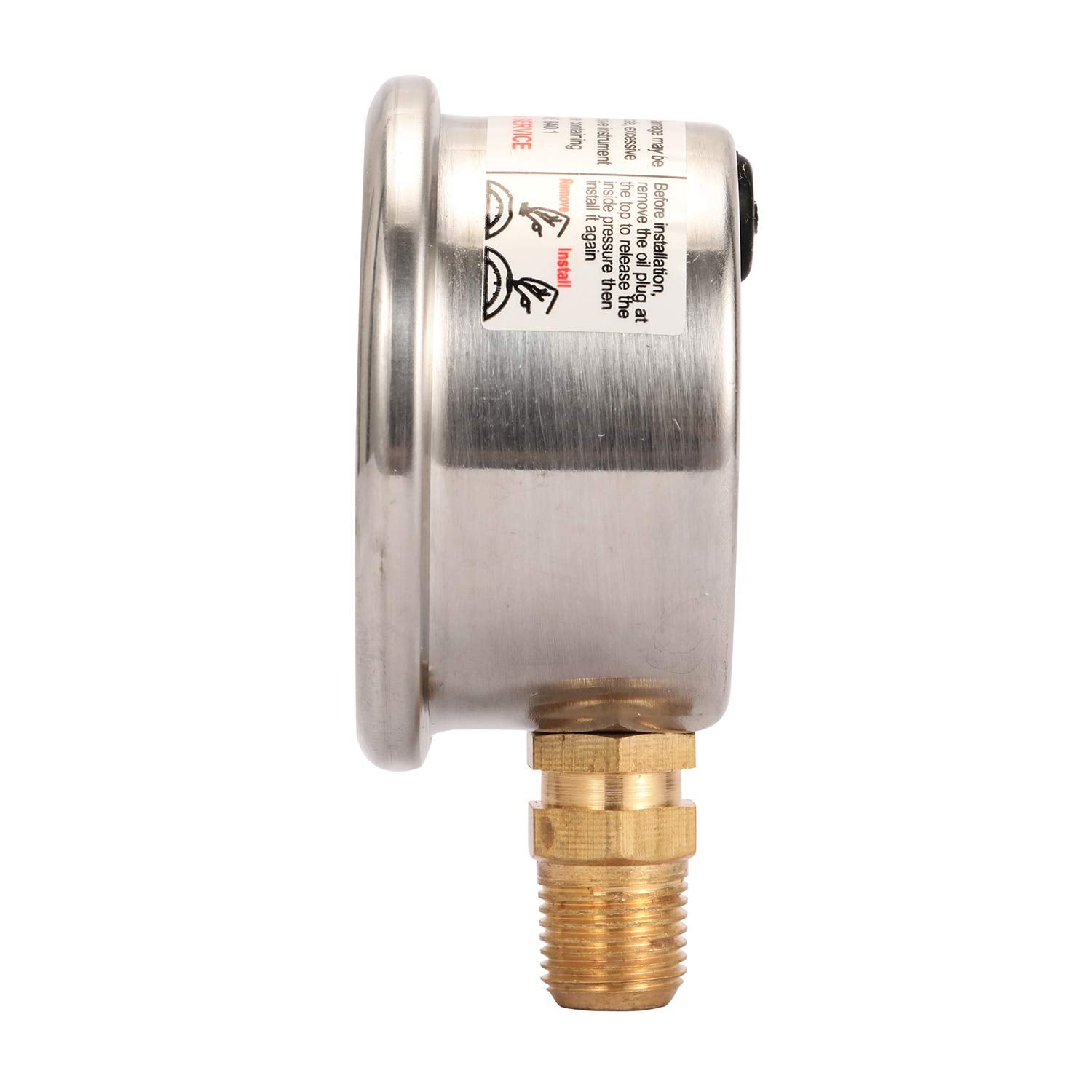 Measureman 1-1/2 '' Dial Size, Glycerin Filled Fuel Pressure Gauge, 304 Stainless Steel Case, 0-15Psi, +/-3-2-3%, 1/8 '' Npt Low