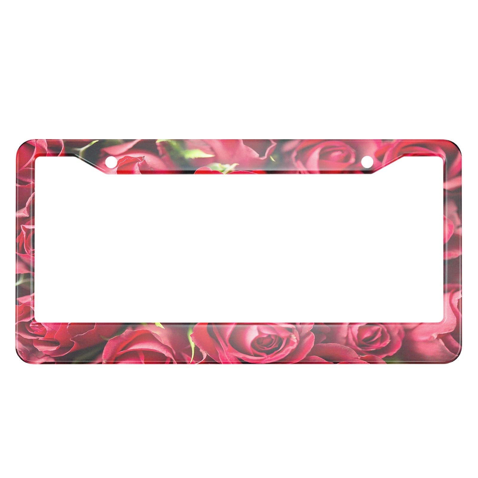 HOSNYE Red Rose Flower License Plate Frame Natural Texture of Love Metal License Plate Cover Front Plates Frames Car Tag Frame f