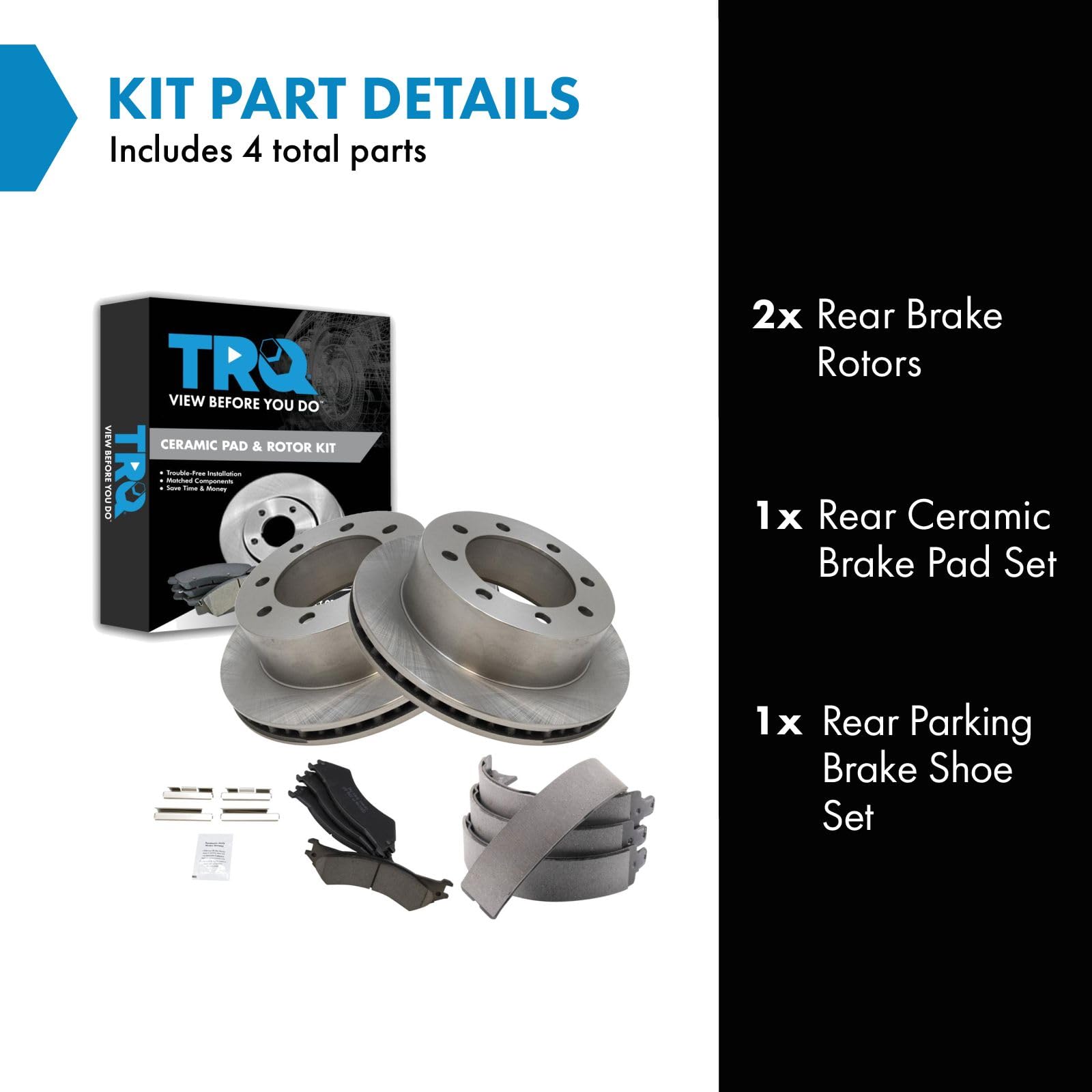 Trq Rear Ceramic Brake Pad & Rotor Kit Compatible With 2005-2007 Ford E-250