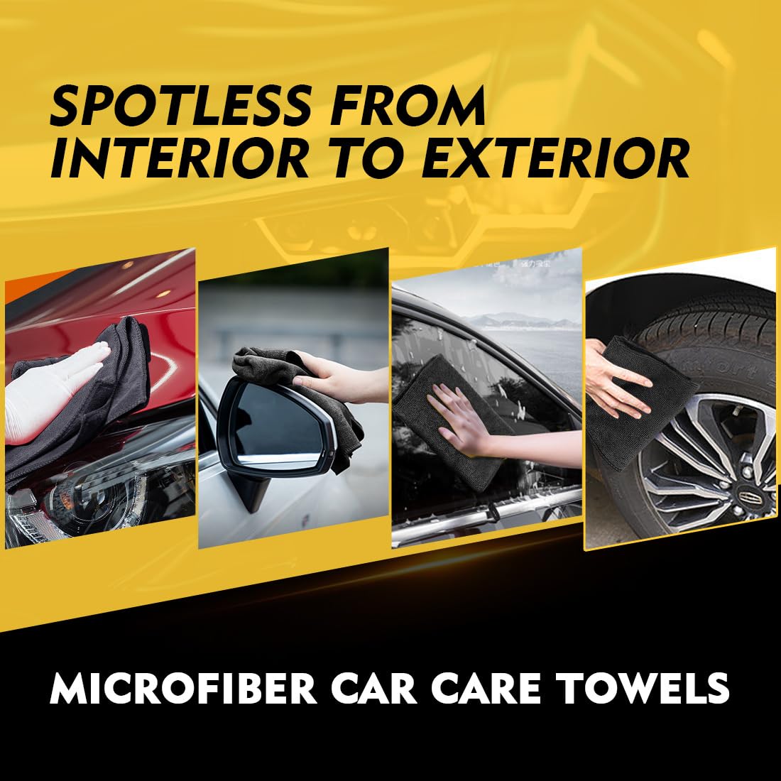 Homexcel Black Microfiber Cleaning Cloth 50 Pack, 12.5 X 12.5 Inch Microfiber Towels For Cars, Ultra Absorbent Car Washing Cloth
