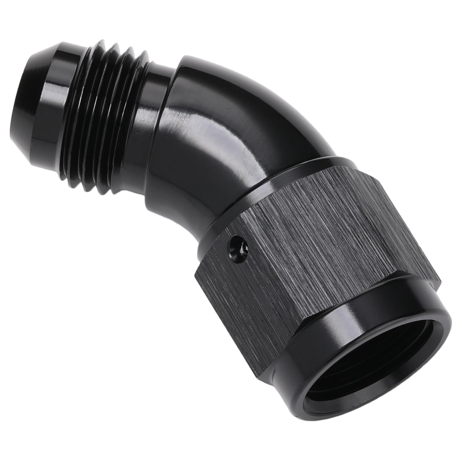 Podavelle 45 Degree 6AN Male to Female Swivel Fitting Adapter Coupler, Aluminum, Black, Model PV164-06-45BK