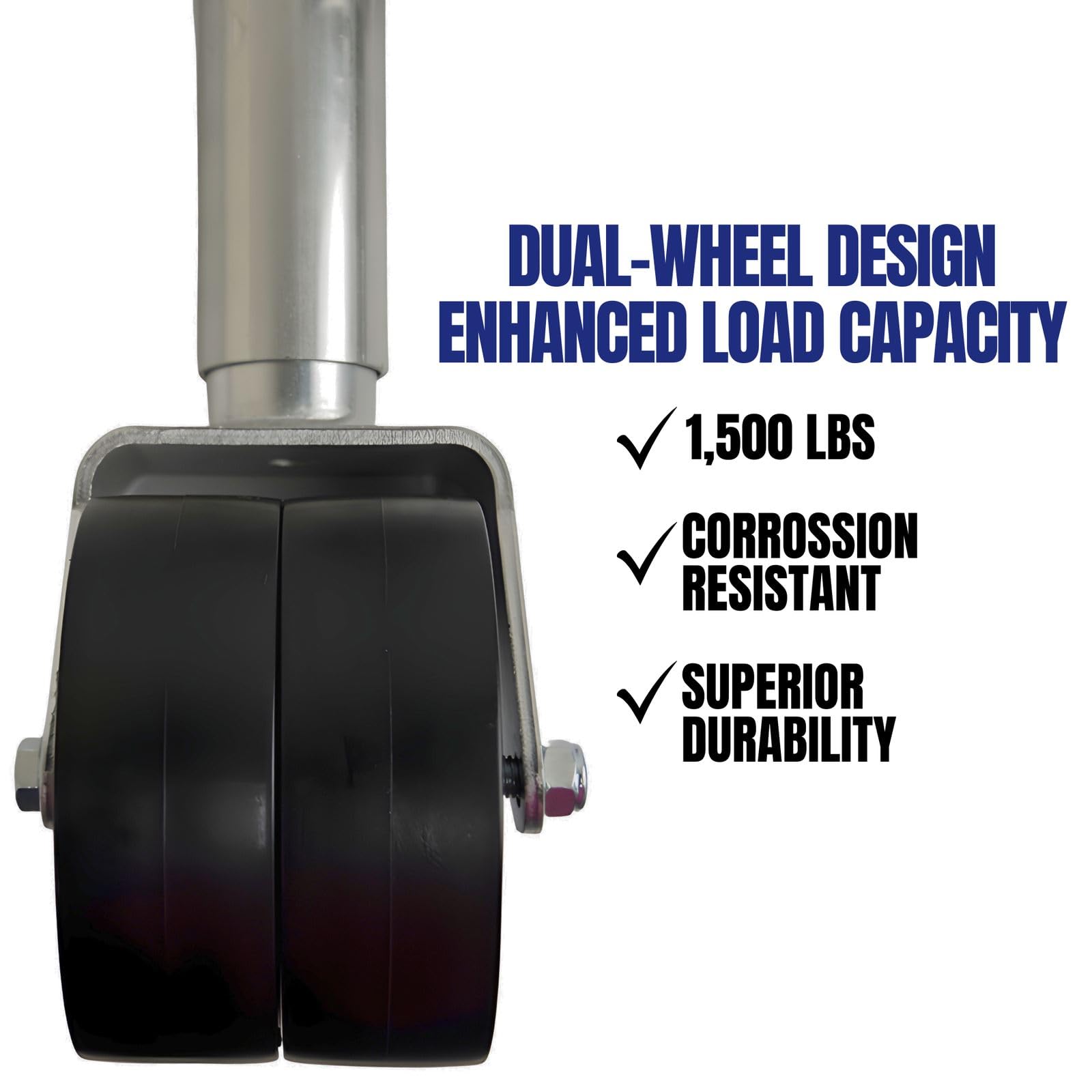 Jeremywell 1500Lbs Trailer Jack With Double Wheel, Adjustable 12'' Lift Travel, Boat On For Boat Rv Utility, Swivel Tongue Towin