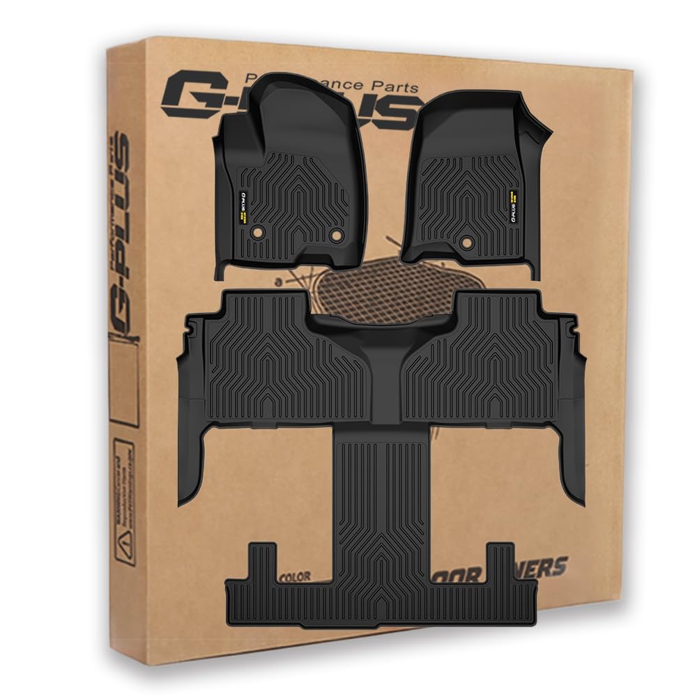 G-PLUS Floor Mats Compatible with Chevy Tahoe/GMC Yukon 2021 2022 2023 2024 2025 w/ 2nd Row Bucket Seats, TPE All Weather Full C