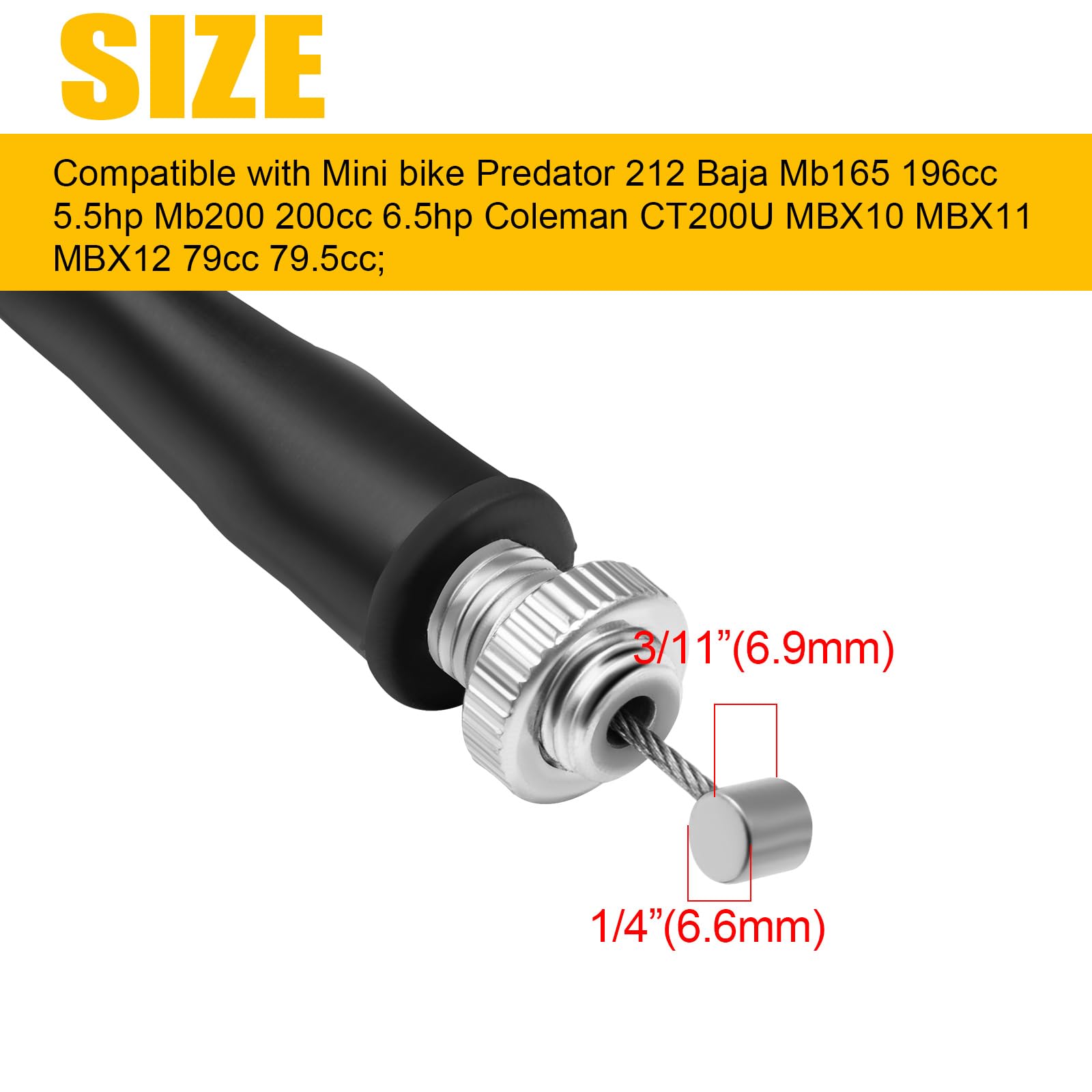 SOFO 50 Inch Mikuni Throttle Cable - for Predator 212 Go Kart Mini Bike 200cc Baja MB165 196cc, MB200 200cc MOTOVOX MBX10 MBX11