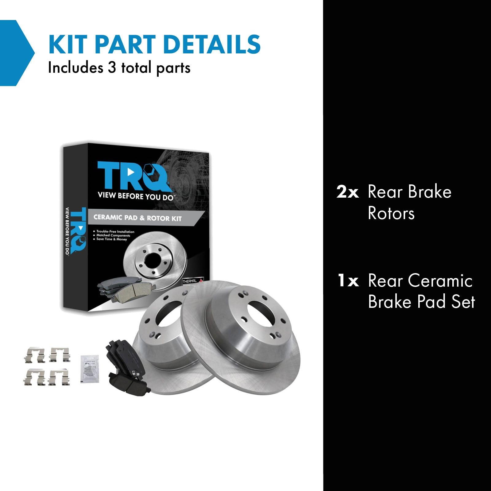 Trq Rear Brake Pad & Rotor Kit Brake Pads Brake Rotor Ceramic Compatible With 2010-2016 Hyundai Santa Fe 2013-2016 Santa Fe Spor