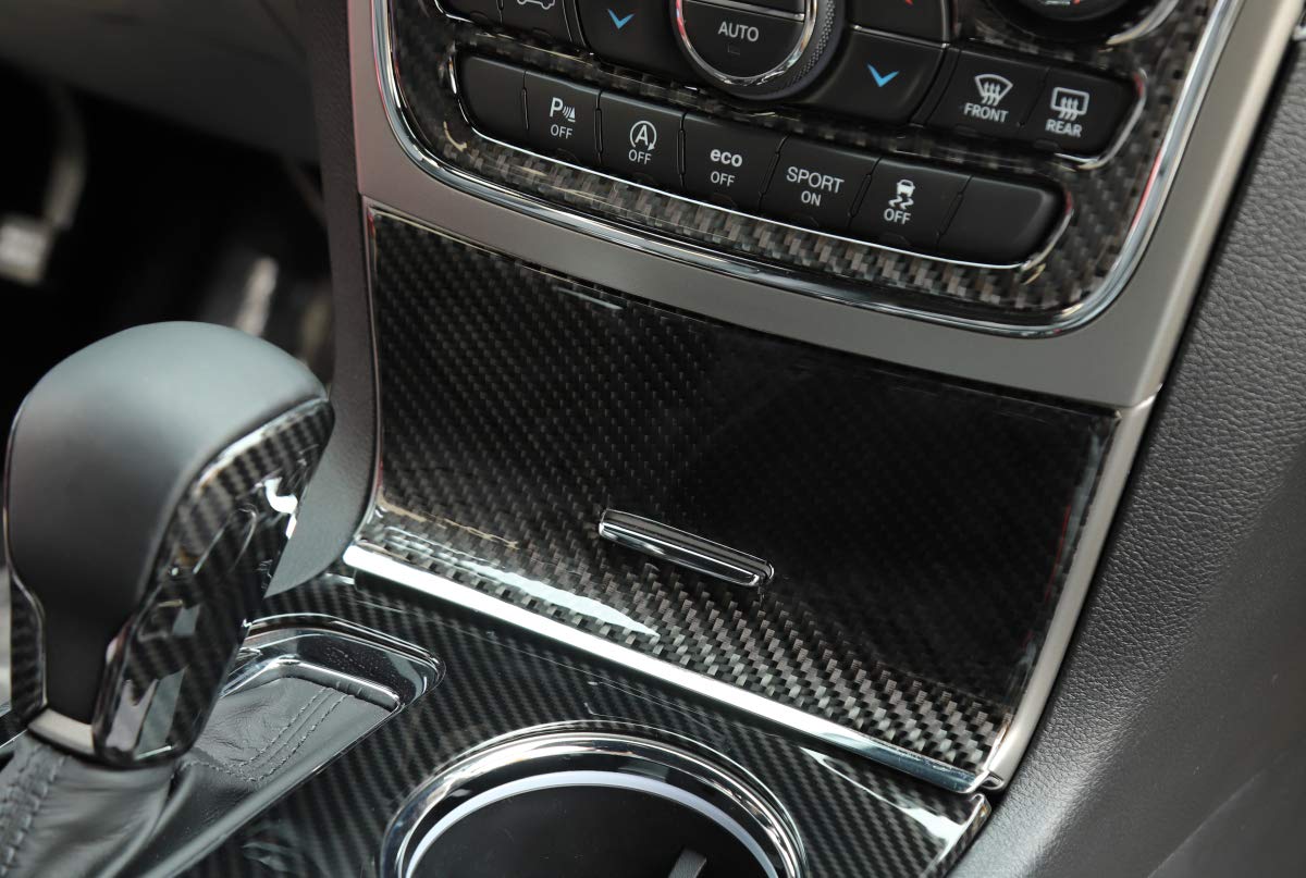 YOCTM Carbon Fiber Gear Shift Cup Holder Cover for Jeep Grand Cherokee 2016-2021, 4 Door Interior Accessories