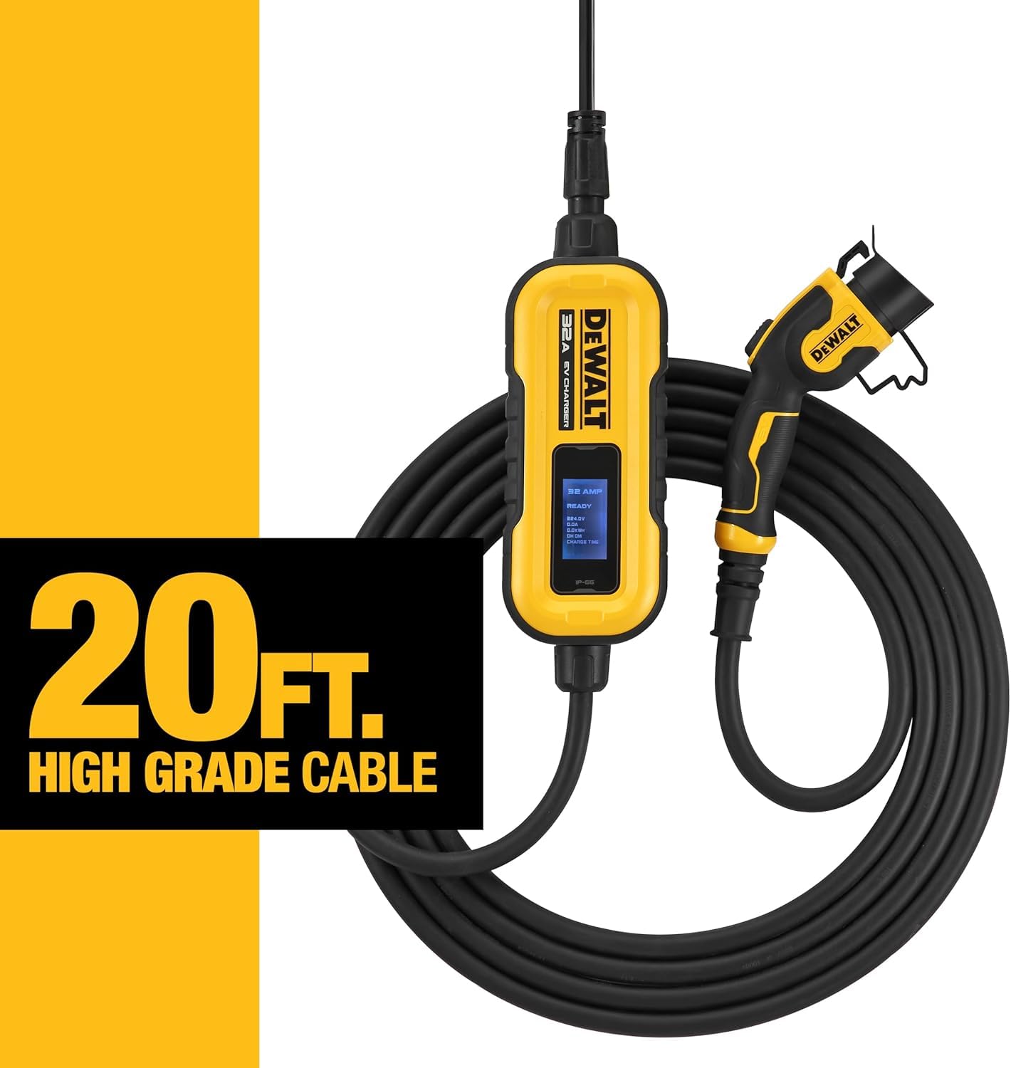 DEWALT EV Level 2 Charger 120-240V, 32 Amps, CSA Certified, NEMA 14-50 Plug, 20 ft Cable, Model DXPAEV032-
