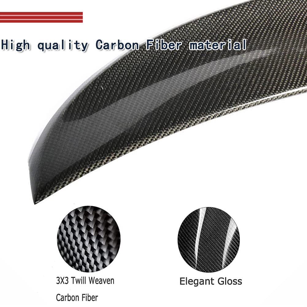 JC SPORTLINE Carbon Fiber Trunk Spoiler for Audi A3 S3 RS3 (8V) Sedan 2013-2020, Black, Model JS-2459, HighKick Rear Wing