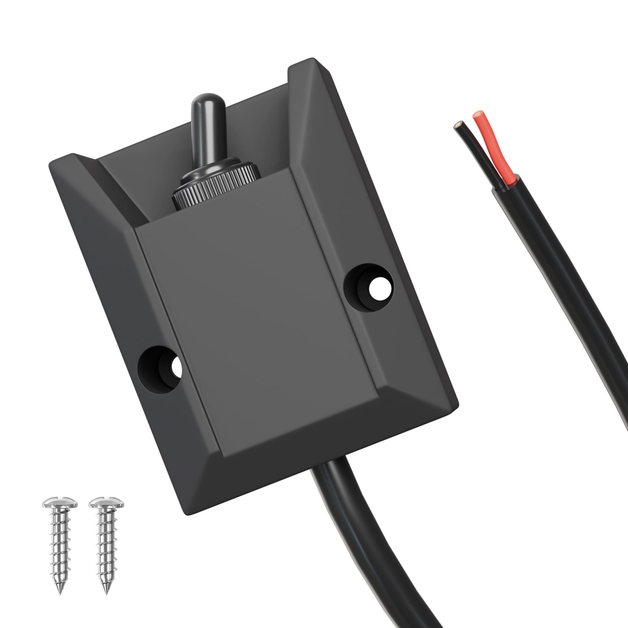 RVMARINEPAT Wired Toggle Switch 12V Waterproof Heavy Duty Switch DC 12V 30A SPST ON/Off 2 Pin Latching Rocker Wiring Switch 2 Fe
