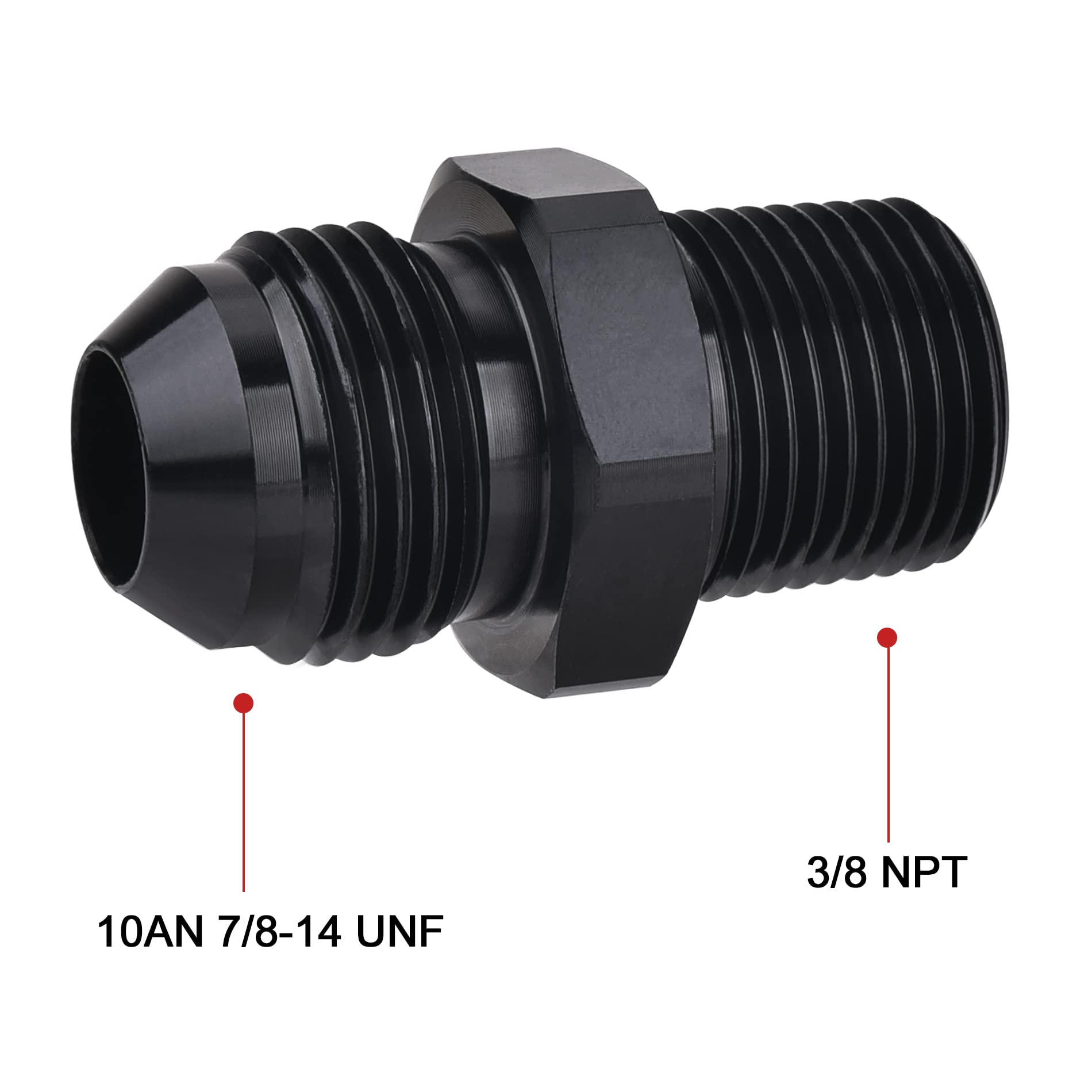 Evil Energy 10An Male Flare To 3/8'' Npt Pipe Fitting Adapter Aluminum Straight Black