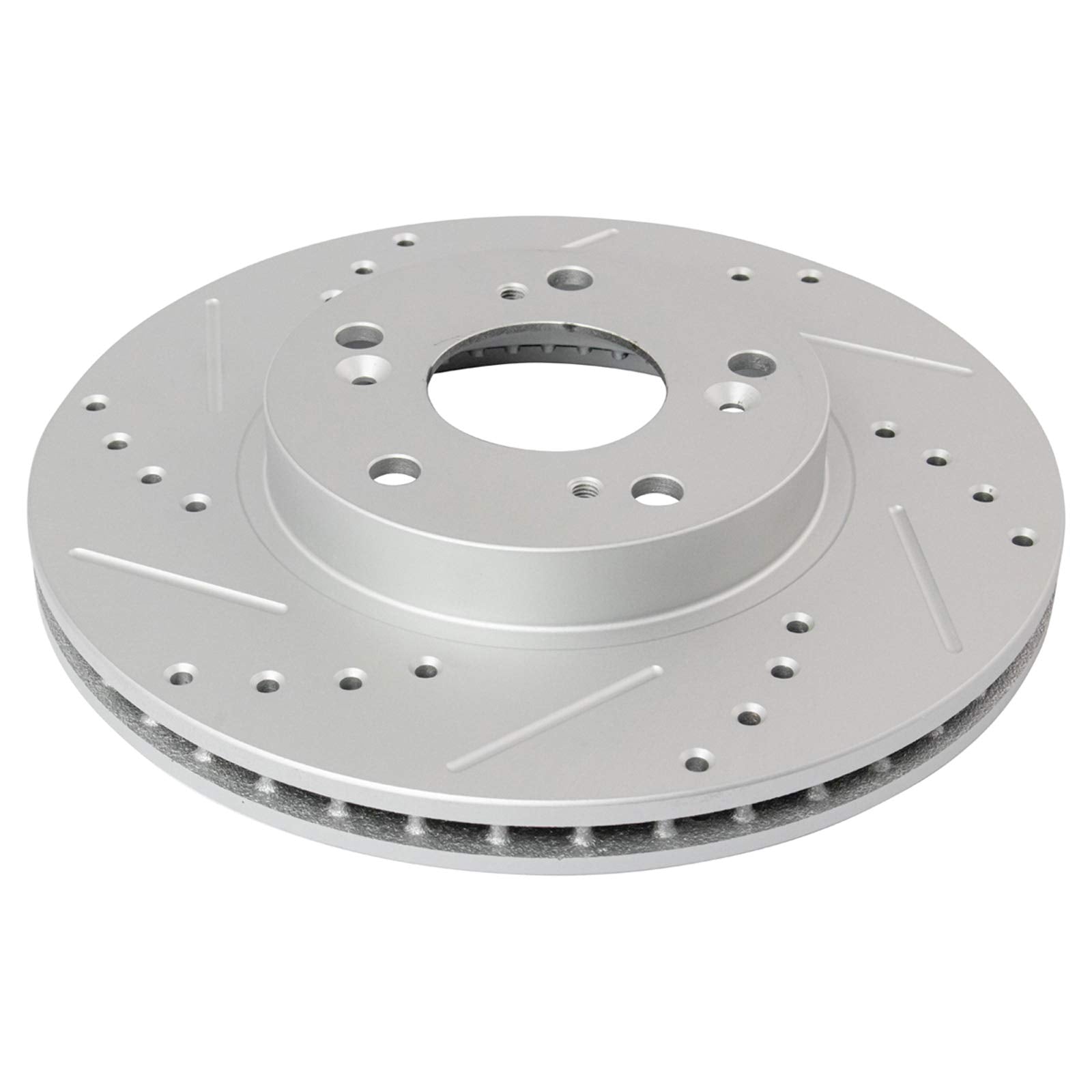 Trq Front Performance Brake Rotors Set Premium G-Coated Cross Drilled & Slotted Compatible With 2002-2004 Honda Cr-V
