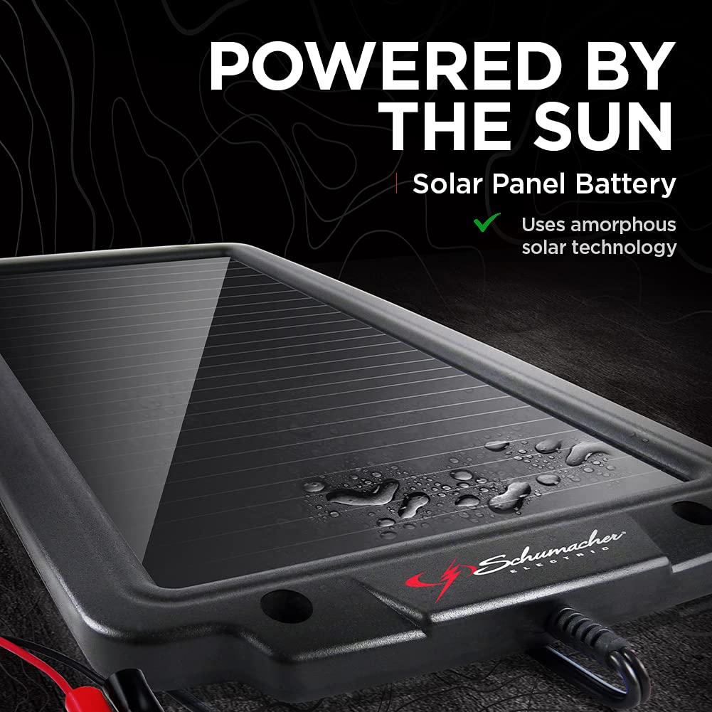 Schumacher SP-200 2.4W Solar Battery Maintainer - Water Resistant for Motorcycles, Cars, RVs - Black