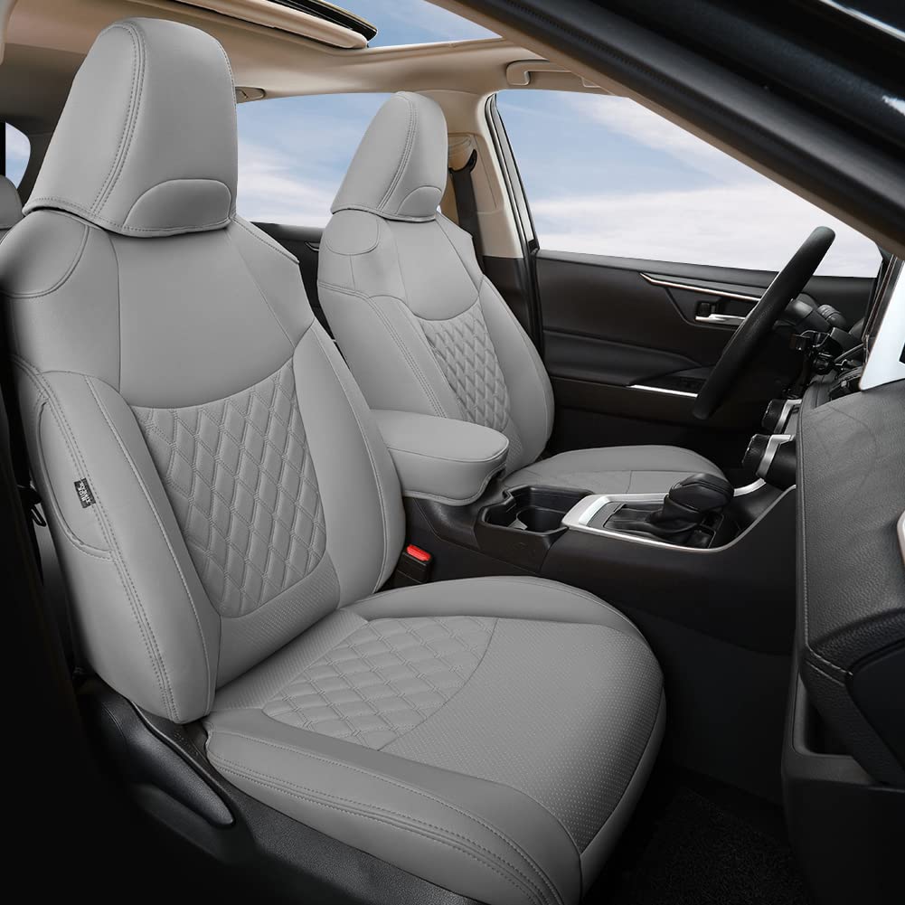 GIANT PANDA Pu Leather Car Seat Covers Full Set Custom Fit for 2019 2020 2021 2022 2023 2024 2025 Toyota RAV4 LE, XLE, XLE Premi