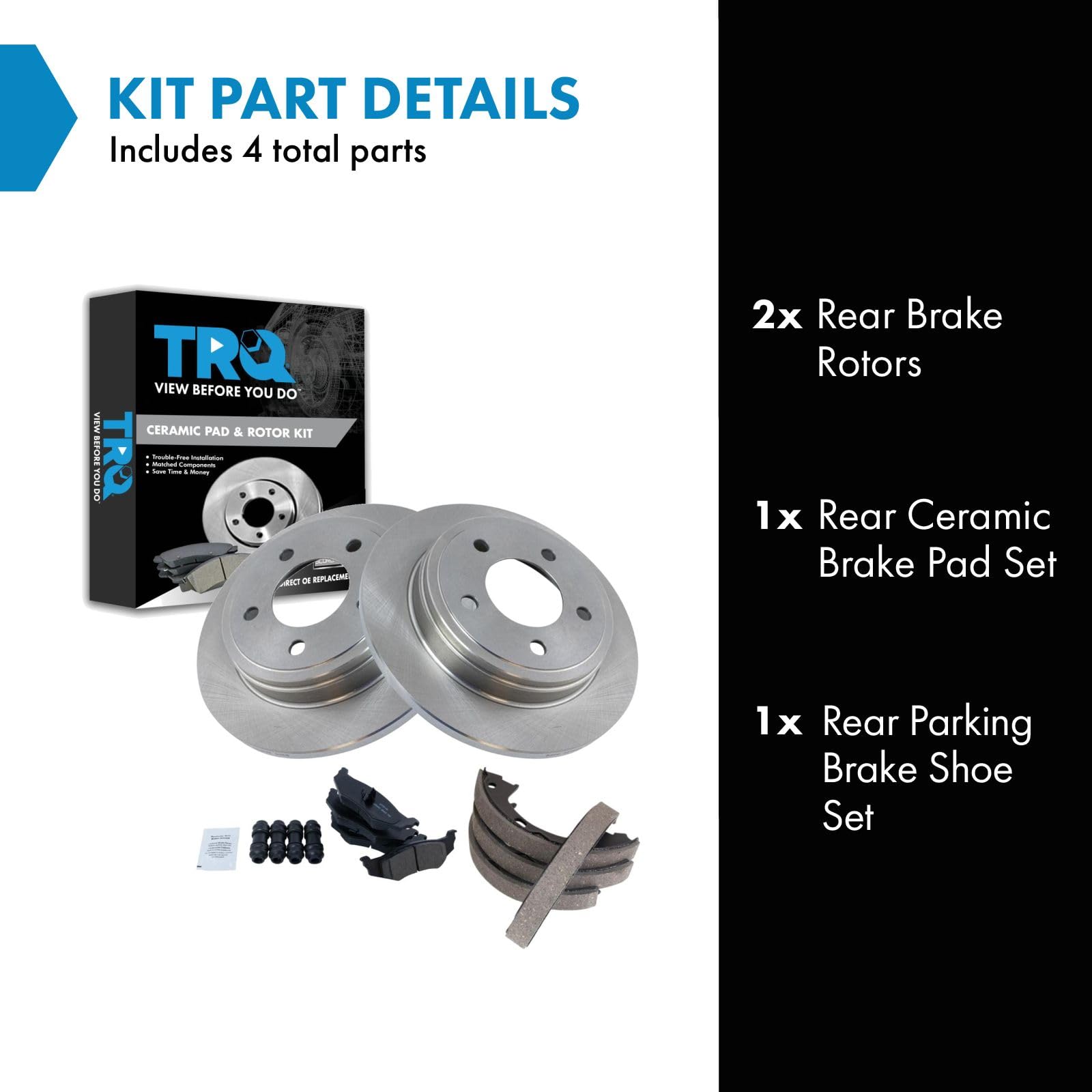 Trq Rear Brake Pad & Rotor Kit Fits 1995-2004 Chrysler 1995-2004 Dodge 95 Eagle