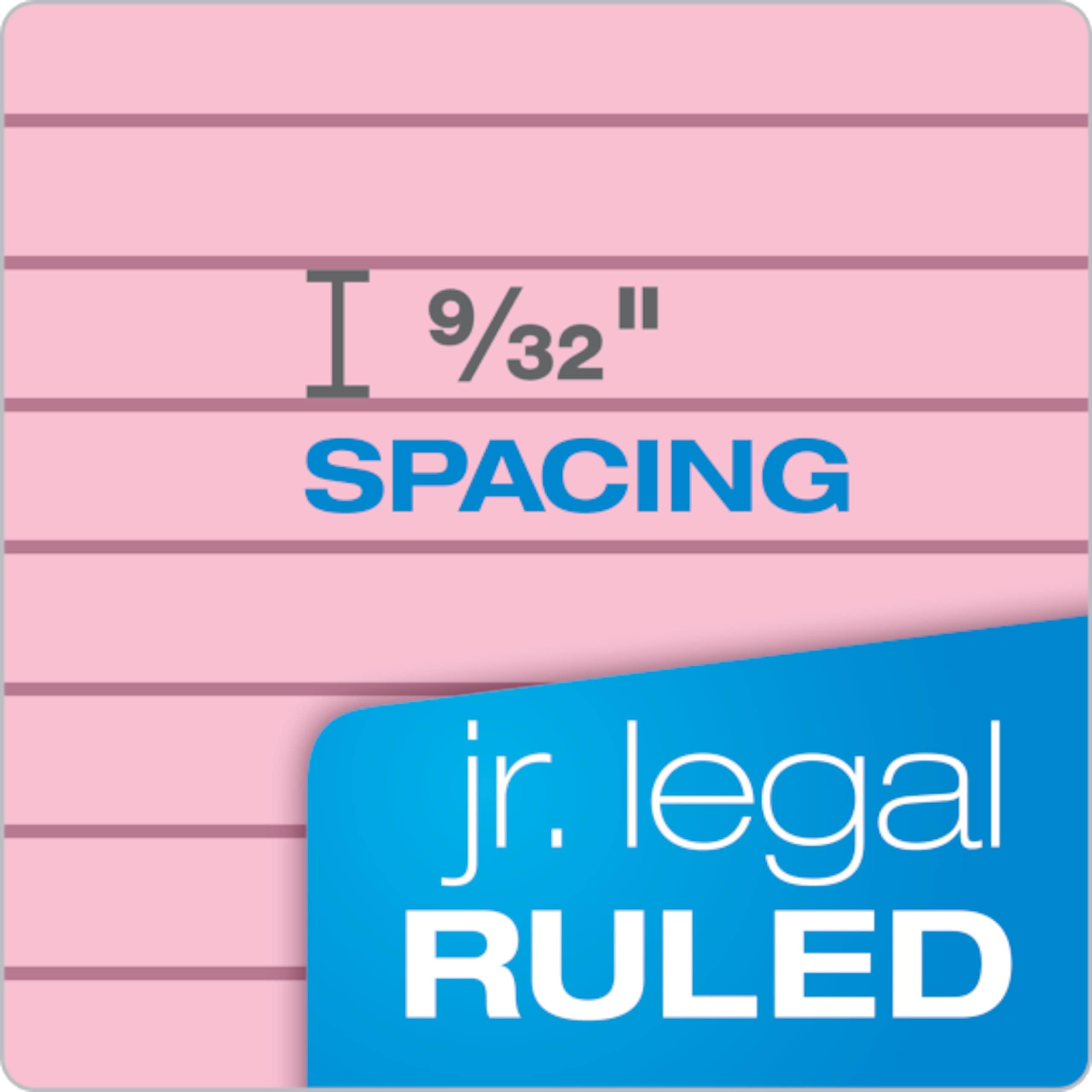 Tops Legal Pads, 5" x 8", 6 Pack, Narrow Ruled, Pink/Blue/Purple, Model 63016, Made in USA