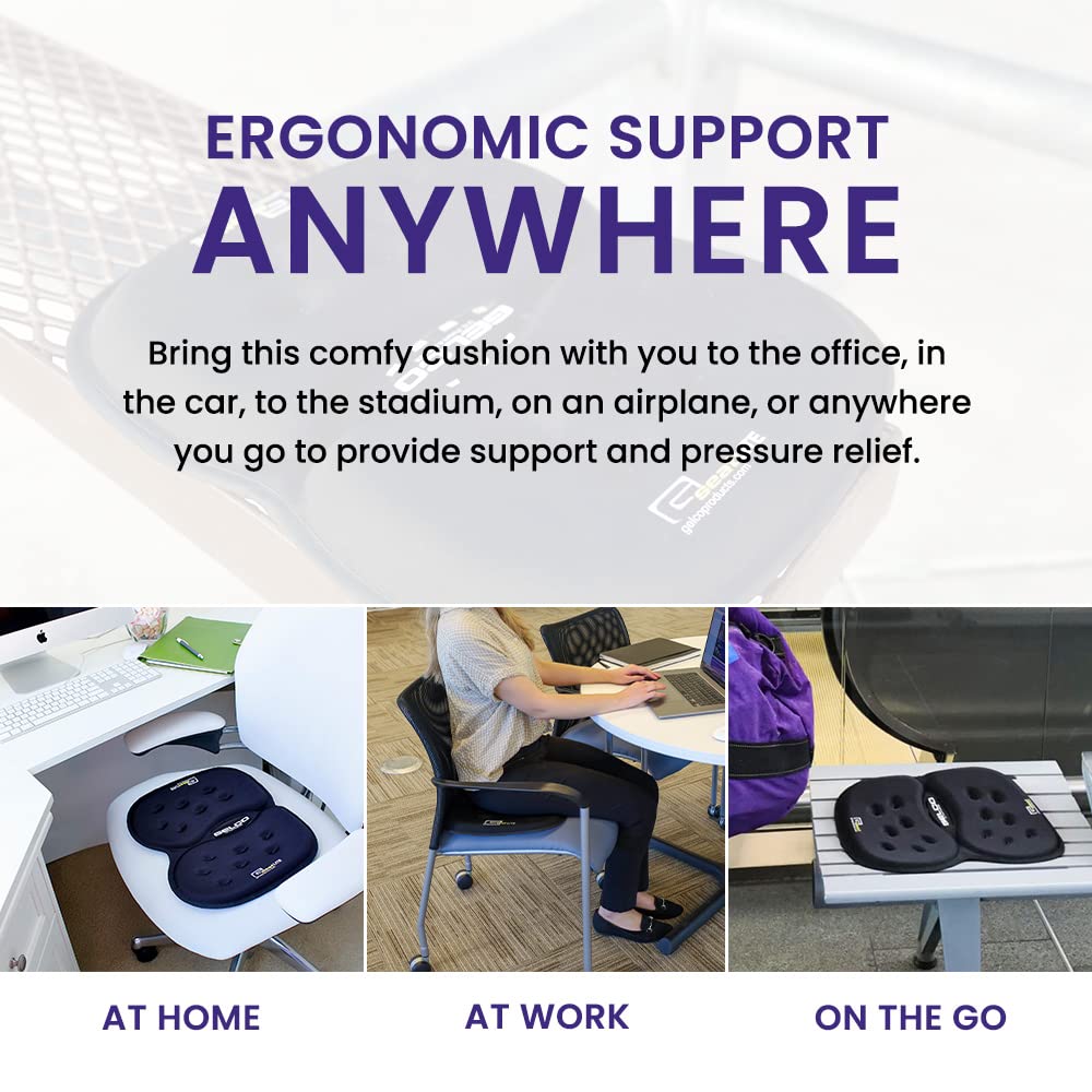 G Seat Lite Travel Gel Foam Cushion | Back Pain, Sciatica, Pressure Relief | Relieves Tailbone Discomfort, Promote Healthy Postu