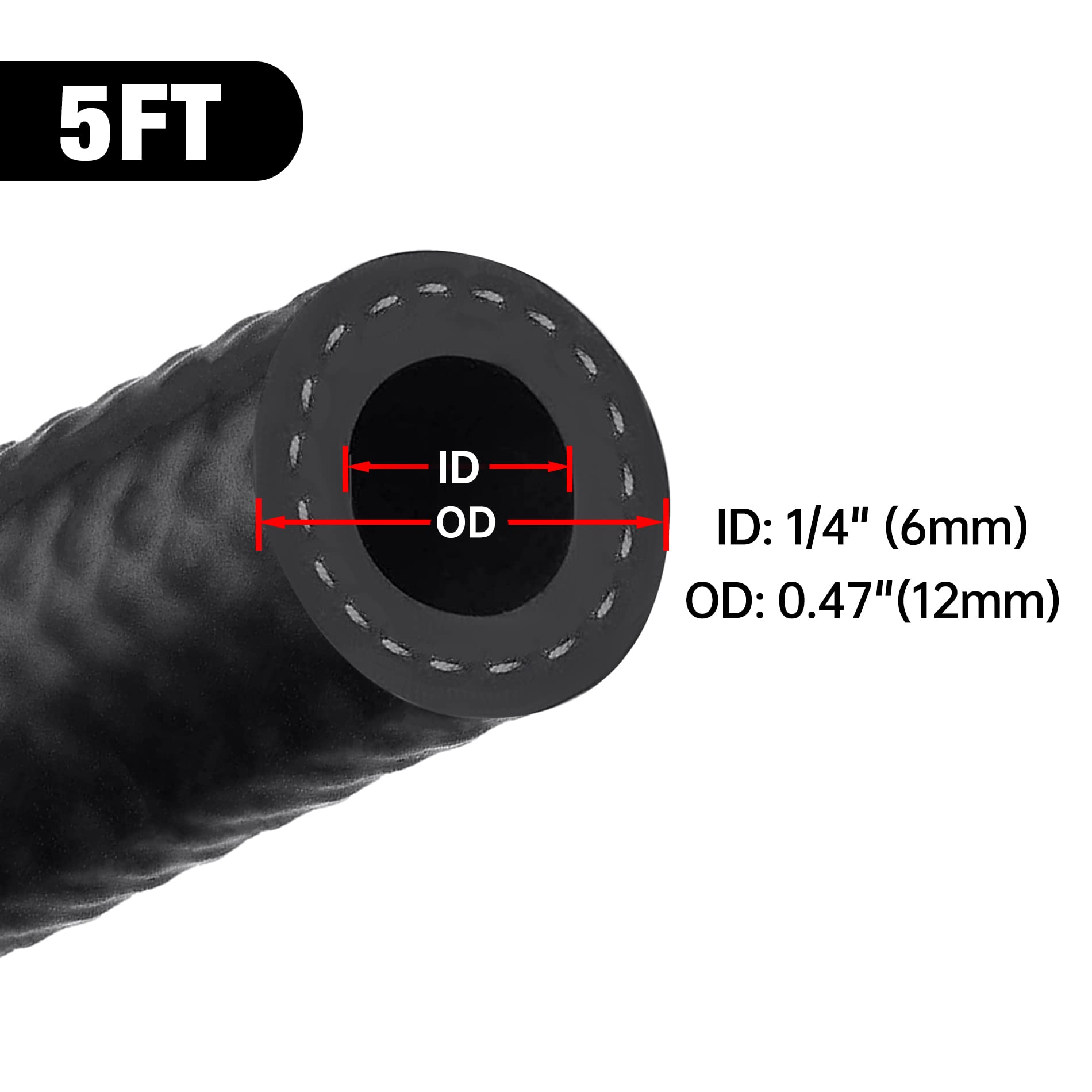 Evil Energy 1/4 Fuel Hose Line Push Lock Nbr Rubber Sae 30R7 5Ft 300Psi