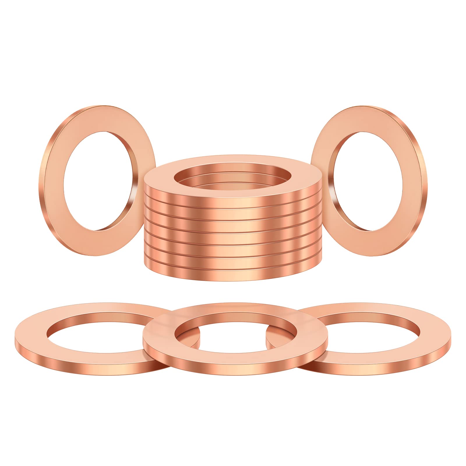 Deefill (20Pcs) M12 (12 * 18 * 1.5) Oil Drain Plug Red Copper Gaskets Crush Washers Seal Ring Replacement For Select Models Dfl-