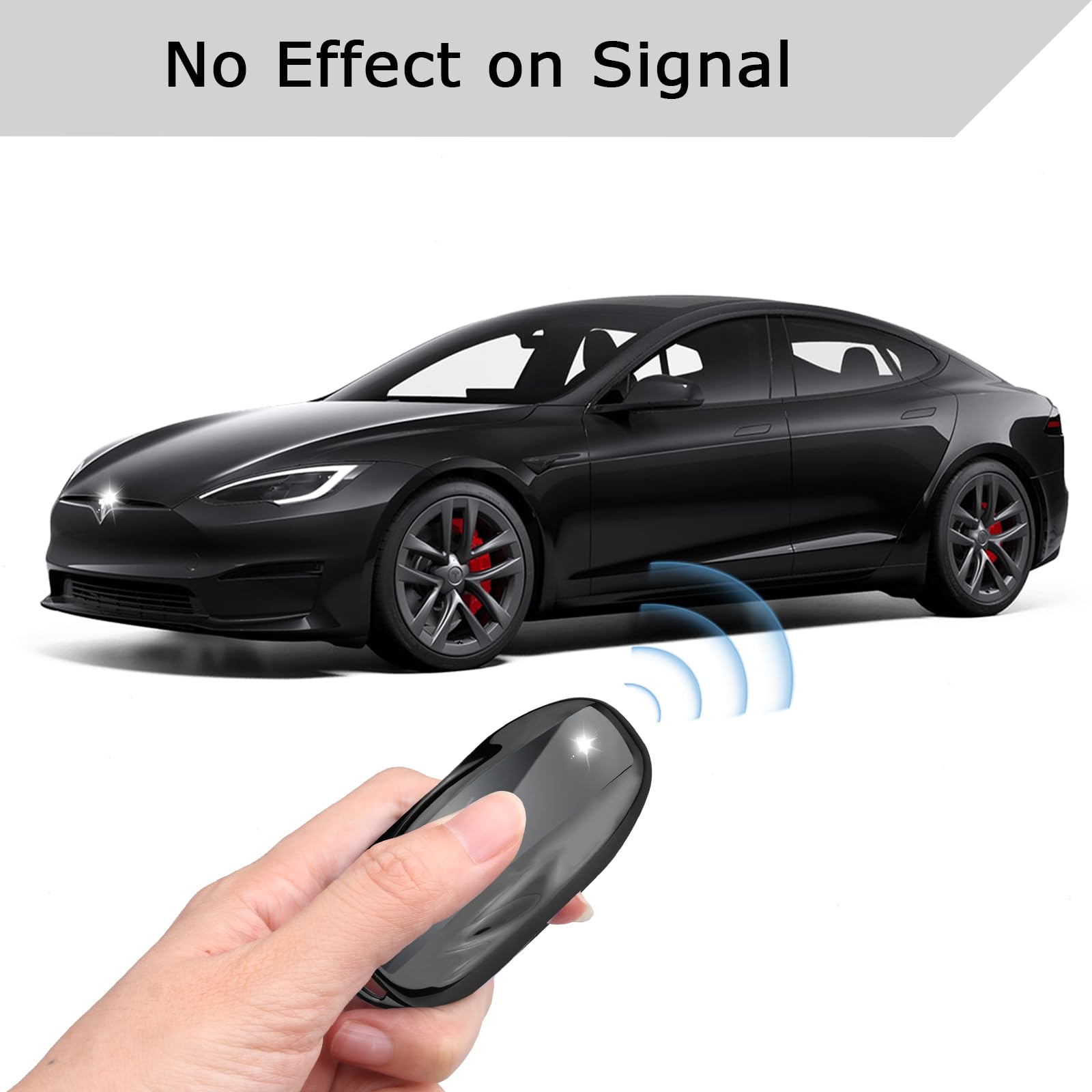Qbuc For Tesla Key Fob Cover With Keychain Soft Tpu Protection Case Compatible With Tesla Model S (Black)