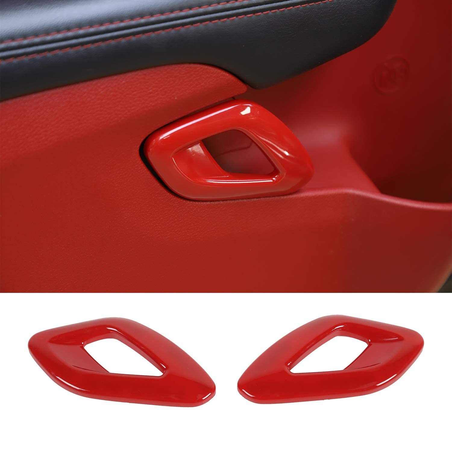 Voodonala For Challenger 2015-2023 Car Door Inner Door Handle Cover Trim Accessories For Dodge Challenger 2015-2023 (Red,Abs,2Pc