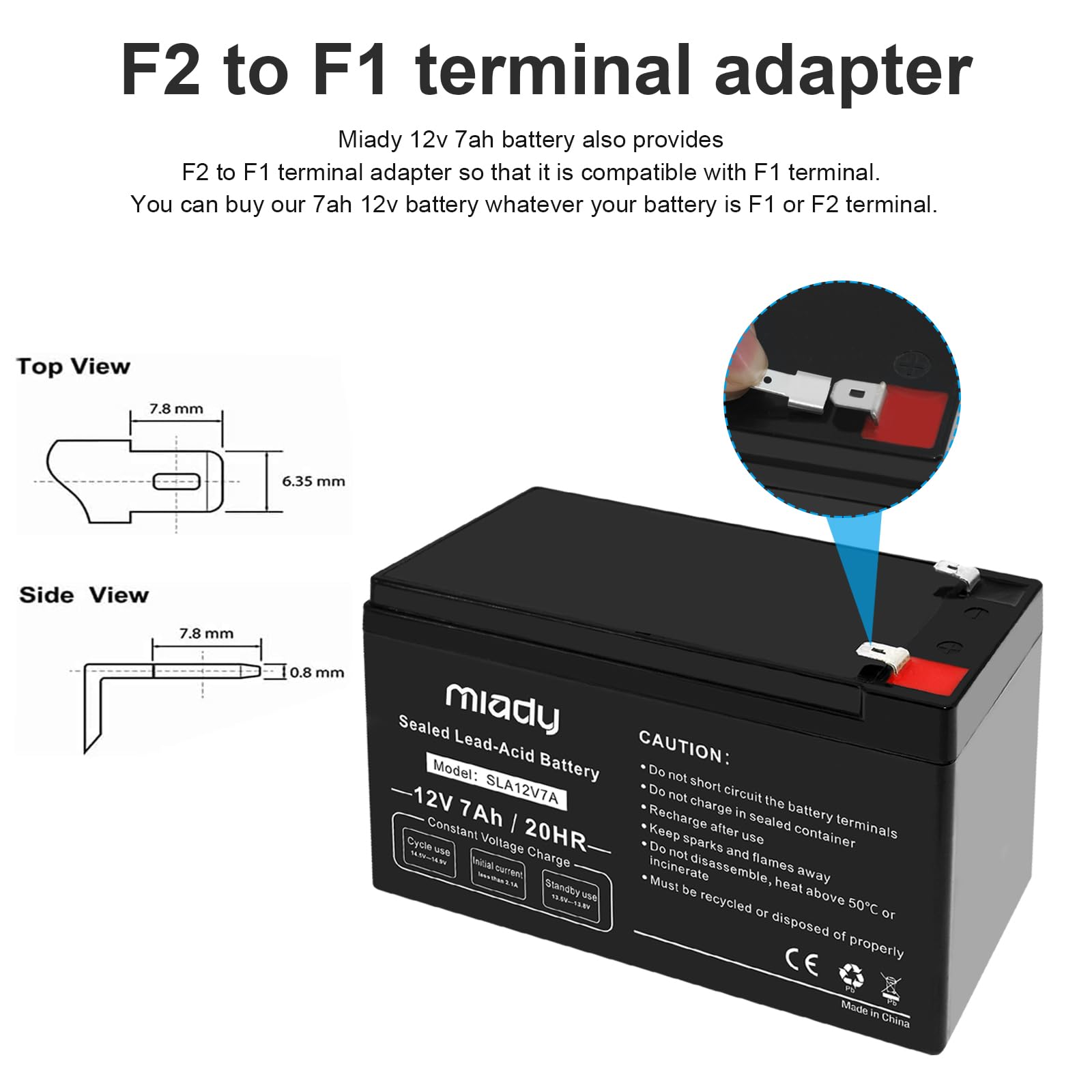 Miady 12V 7Ah Rechargeable Sealed Lead Acid Battery(2 Pack)