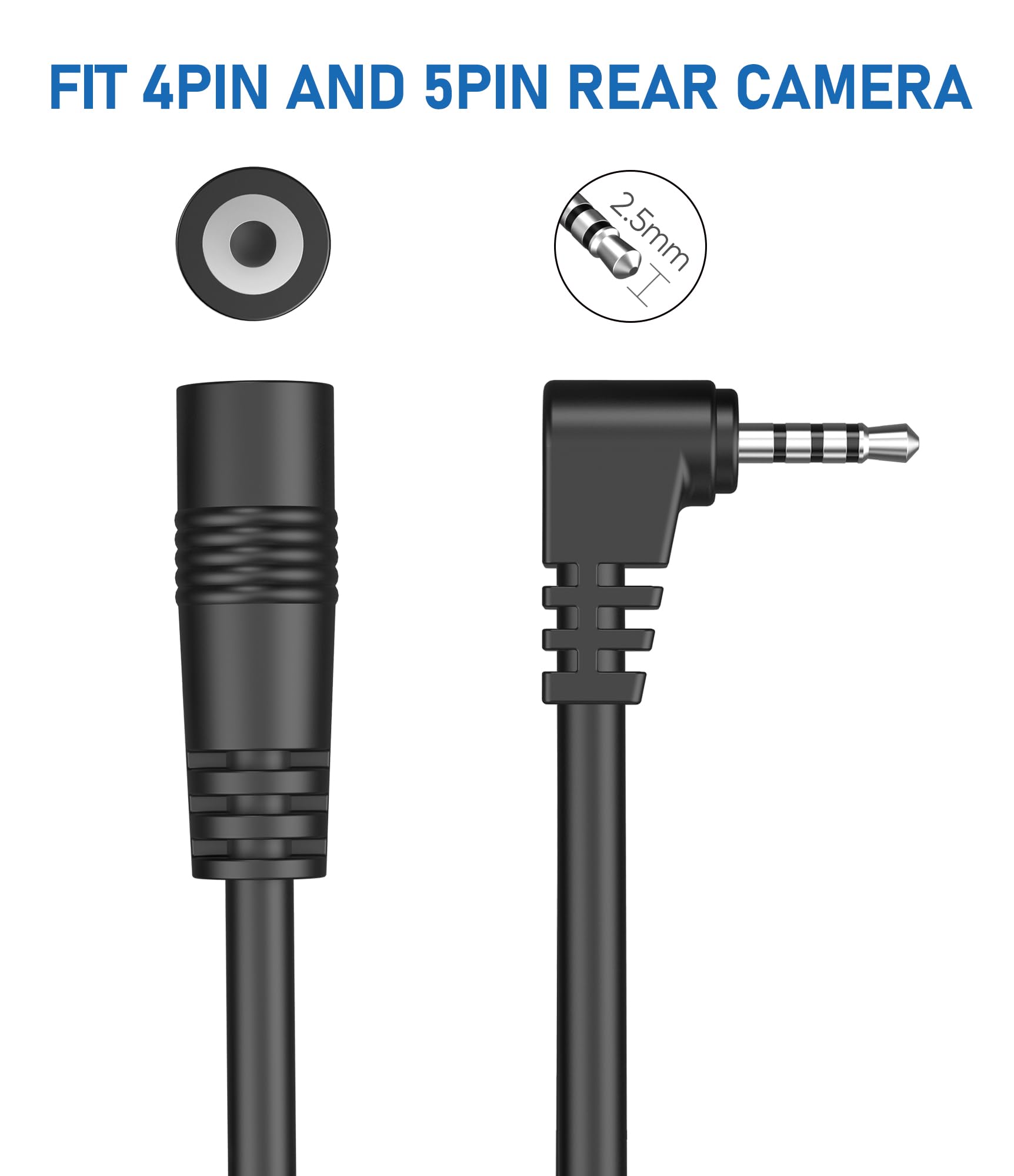 Yqmajim 2.5Mm Dash Cam Rear View Camera Extension Cable, (6Ft Thicker) 90 Degree Backup Camera Extension Cord, Mirror Cam Extens