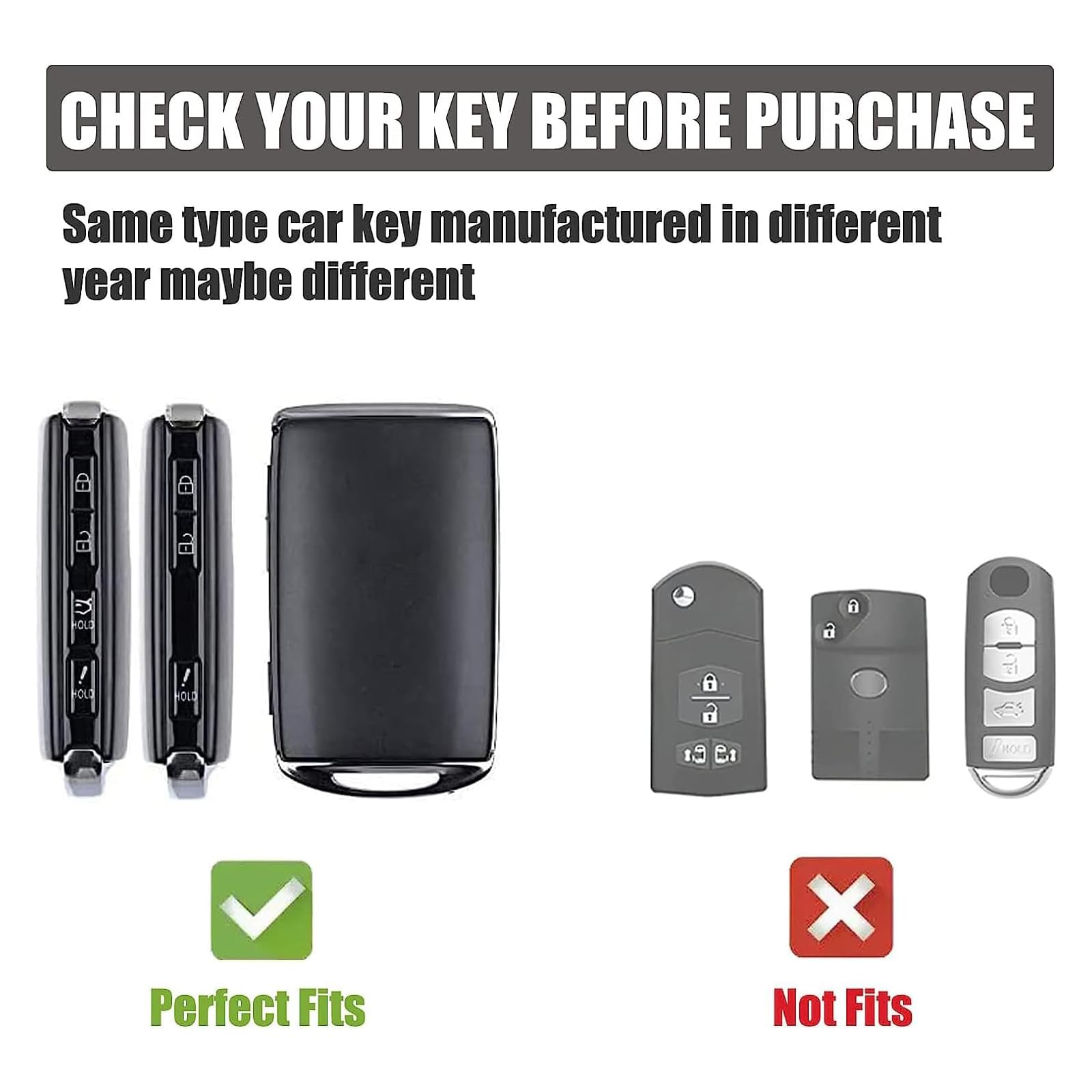 Gematay For Mazda Key Fob Cover With Keychain, Key Shell Cover Holder Compatible With 2019-2022 Mazda 3 Mazda 3 Hatchback 2020-2