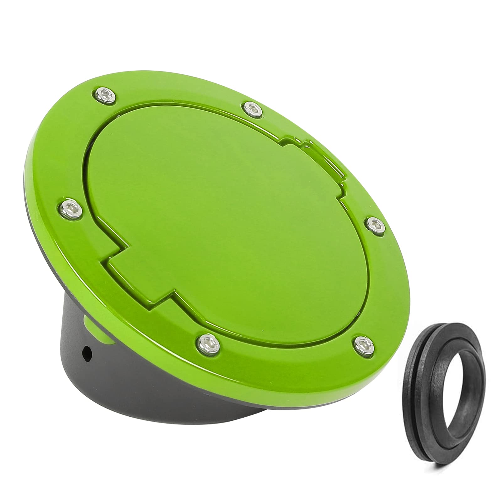 Jecar Jk Fuel Filler Cover Gas Cap Aluminum Alloy Gas Tank Door Exterior Accessories For Jeep Wrangler 2007-2018 Jk Jku, Green
