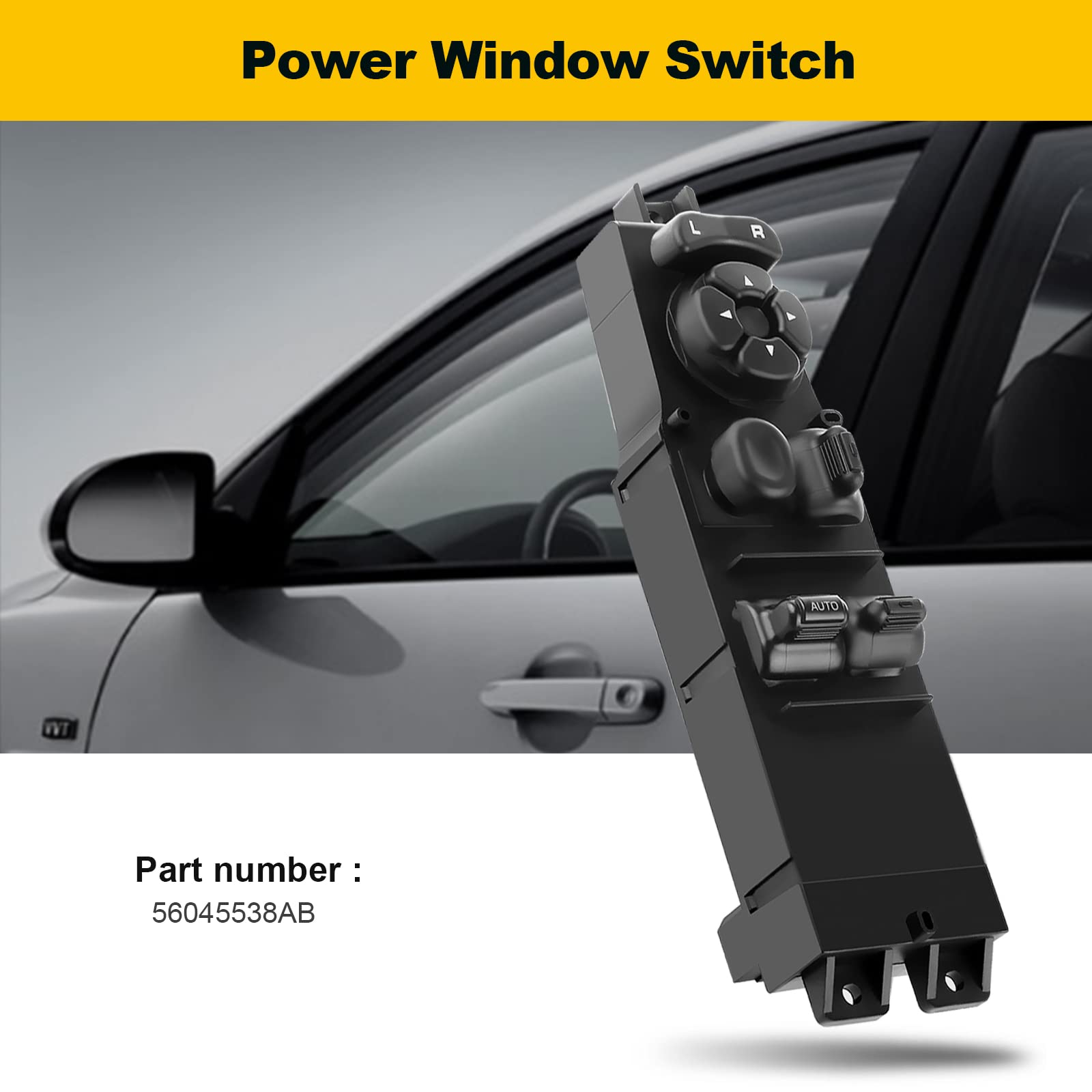 Power Window Switch Driver Side Power Window Master Control Switch Fits for Dodge 2001-2004 Dakota Club Cab 2001-2004 Dakota Reg