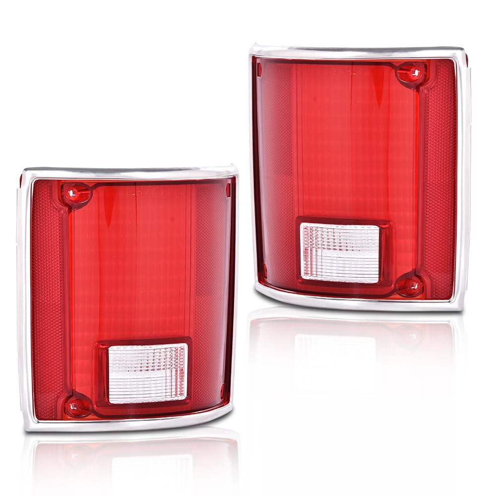 LQI Tail Light Lens Assembly Compatible with Chevy C10 1975-1986 Left & Right Rear Brake Lamps Assembly Lente de luz trasera Red