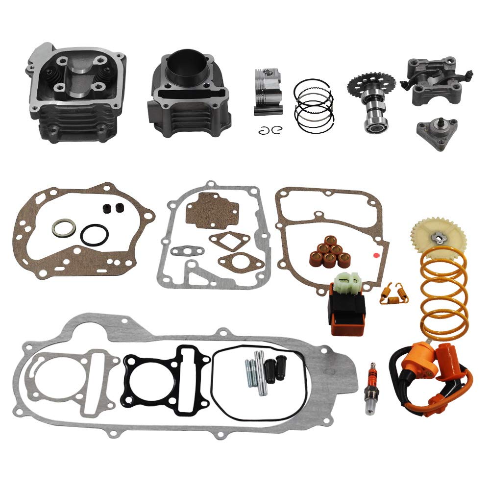 GY6 Cylinder Rebuild Kits Kymlaa 100cc Big Bore Kit for 69mm Valve 49CC 50CC 139QMB Moped Scooter Engine 50mm Bore Upgrade Set w