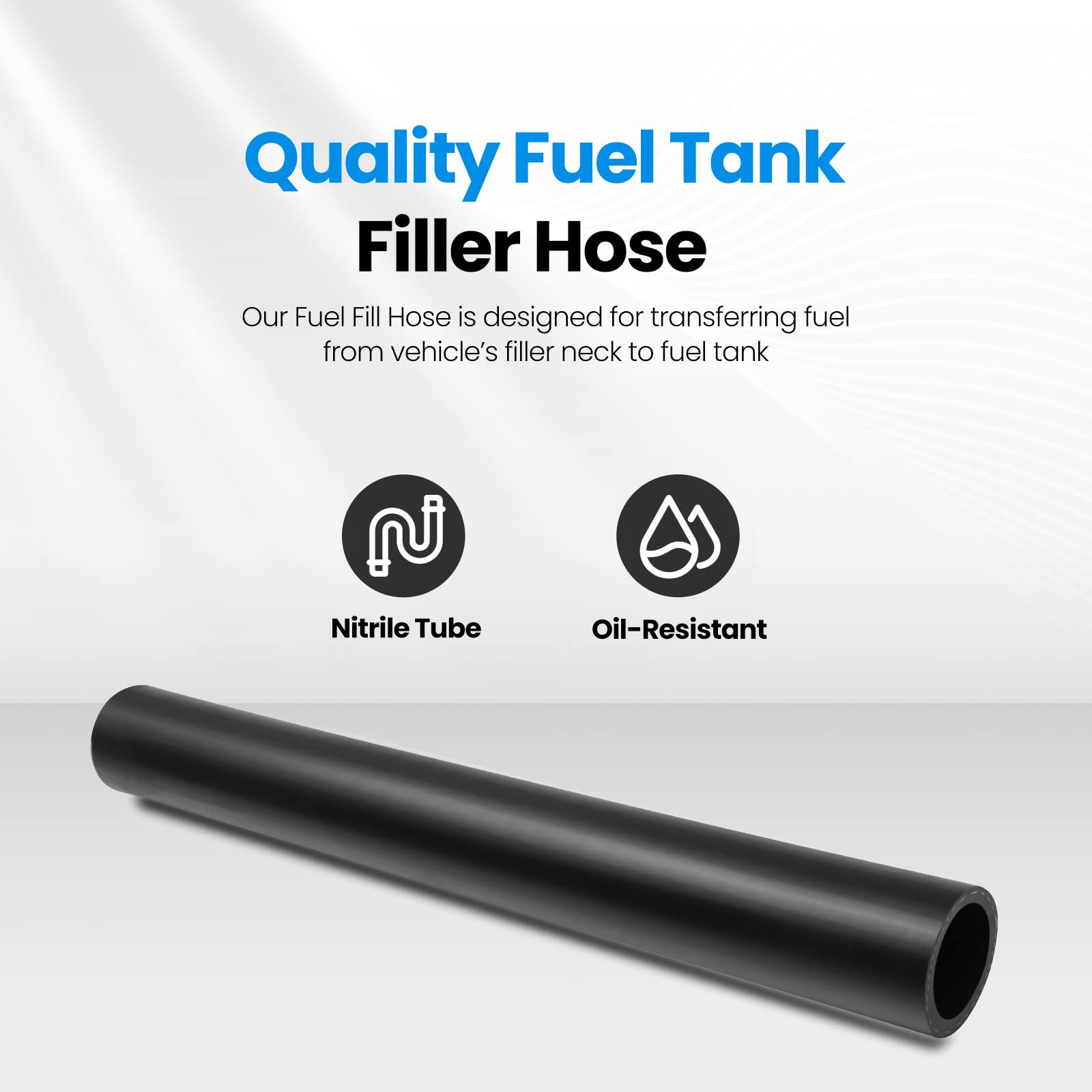 Tkkeuep Gasoline Fuel Filler Neck Hose With 4 Clamps, 1.75 Inches Inside Diameter, Reinforced Gas Tank Hose (Straight, 1.75'' Id