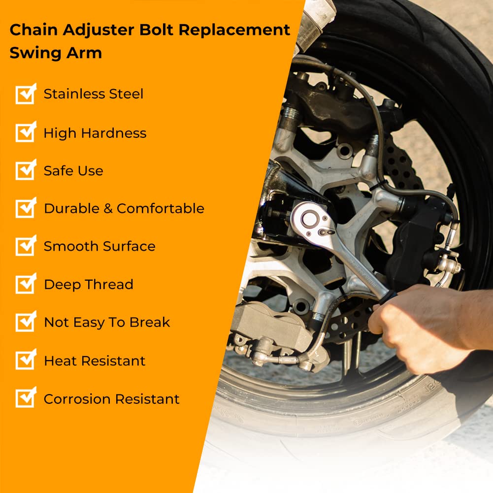 Alpha Rider Stainless Steel Chain Adjuster Bolt Replacement Swing Arm For Honda Cbr1000Rr Crf250R/X Crf450R/450X 2004-2017, For