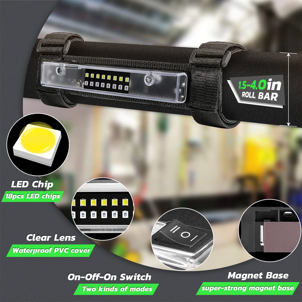 Utv Dome Light, Lumimotor-Universal Roll Bar Mount Interior Led Light For Utv Polaris Rzr Can Am Pioneer Talon Kawasaki Yamaha A