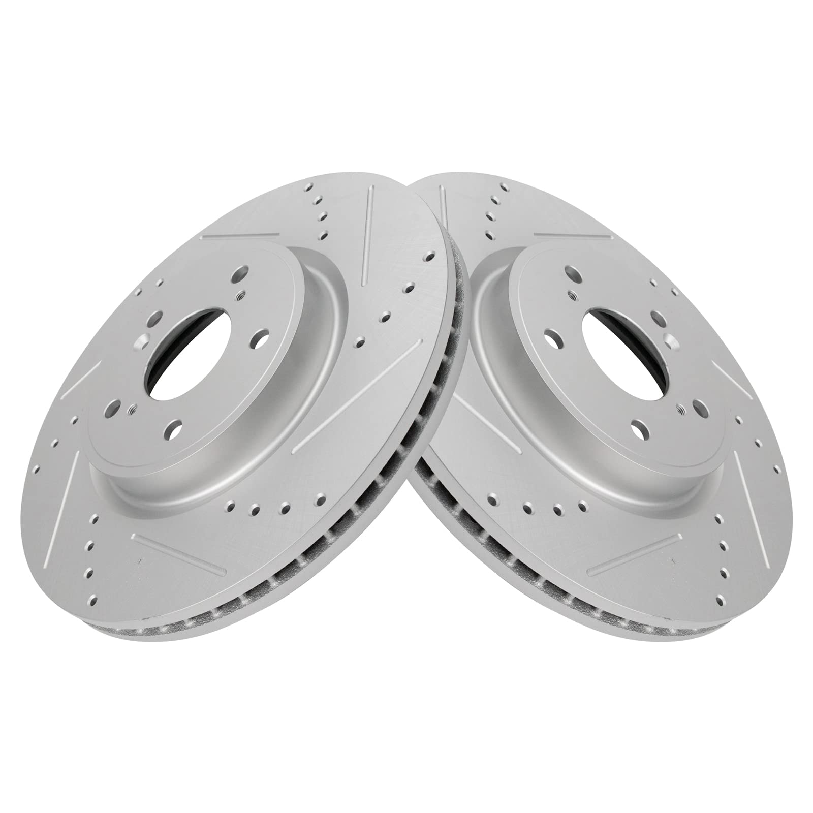 Trq Front Performance Brake Rotors Set Premium G-Coated Cross Drilled & Slotted Compatible With 2018-2021 Honda Accord 2017-2022